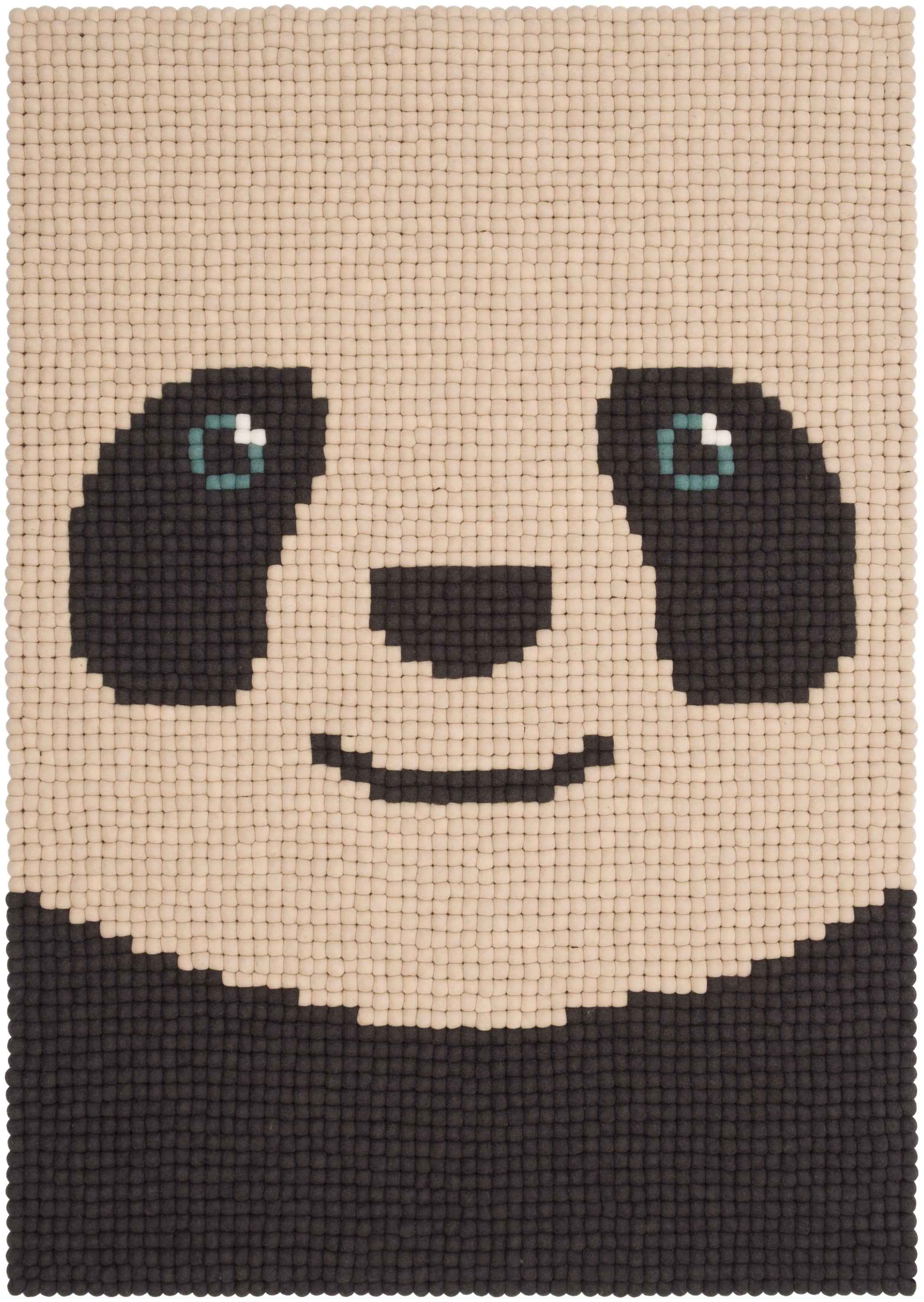 myfelt Bo Filzkugelteppich Weiß, Schwarz aus Schurwolle