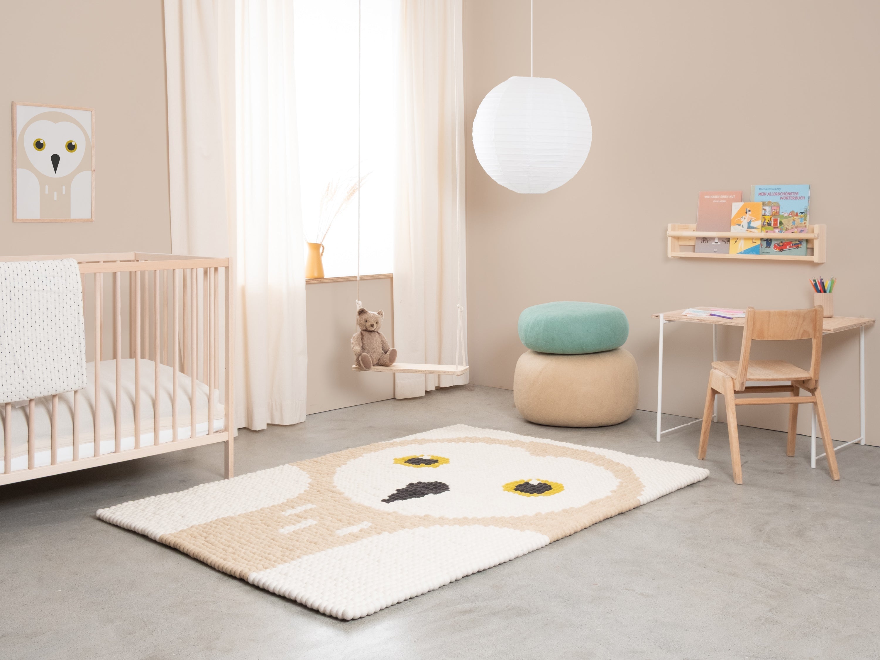 myfelt Evi Filzkugelteppich Grau, Blau aus Schurwolle – Bild 2