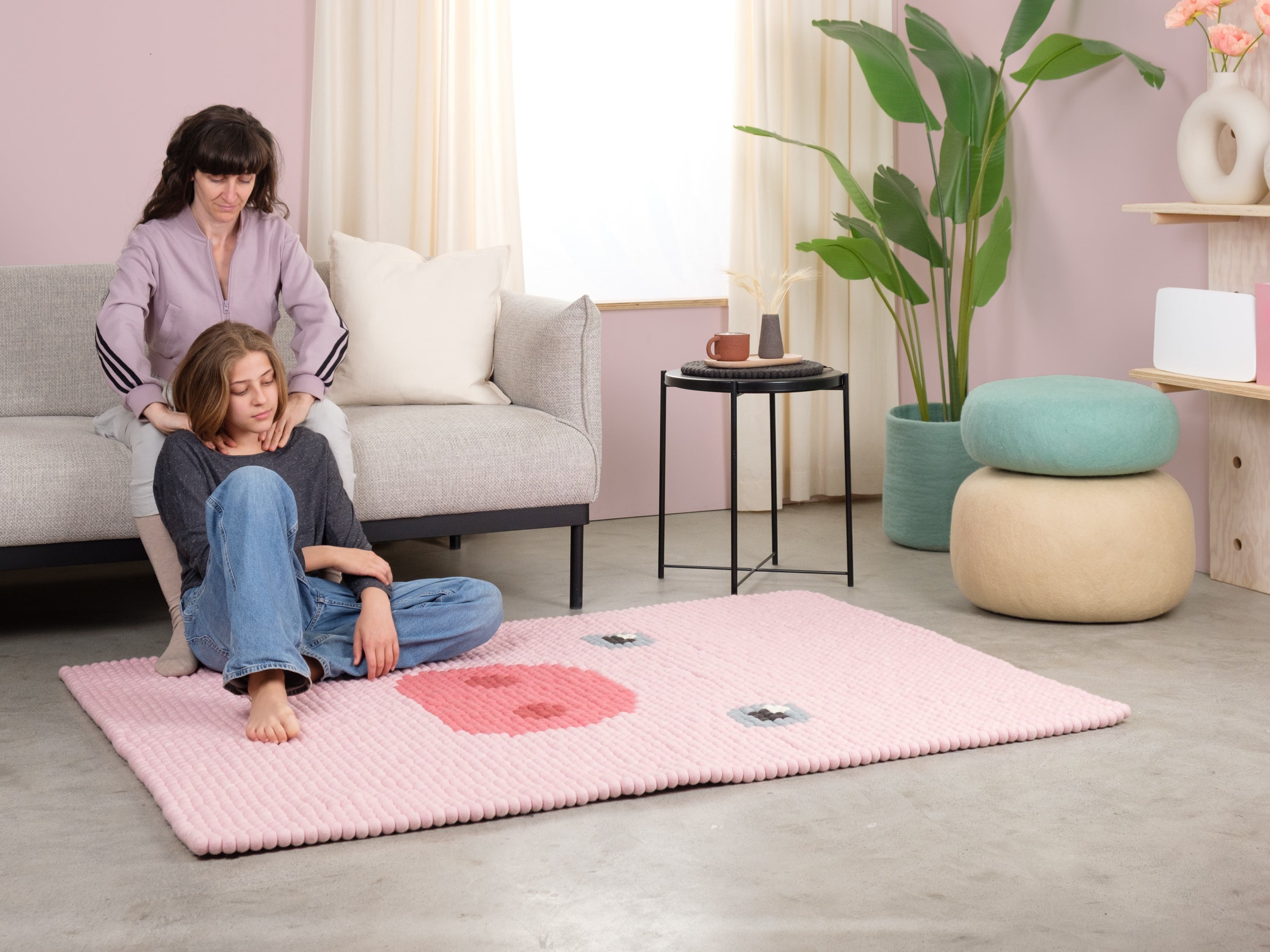 myfelt Friedrich Filzkugelteppich Rosa aus Schurwolle – Bild 5