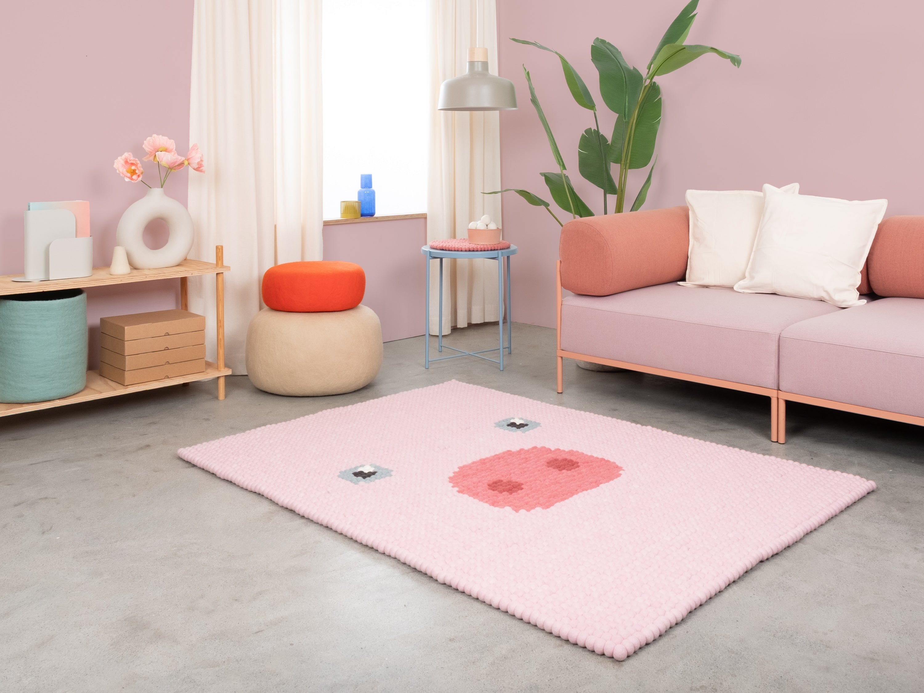 myfelt Friedrich Filzkugelteppich Rosa aus Schurwolle – Bild 2