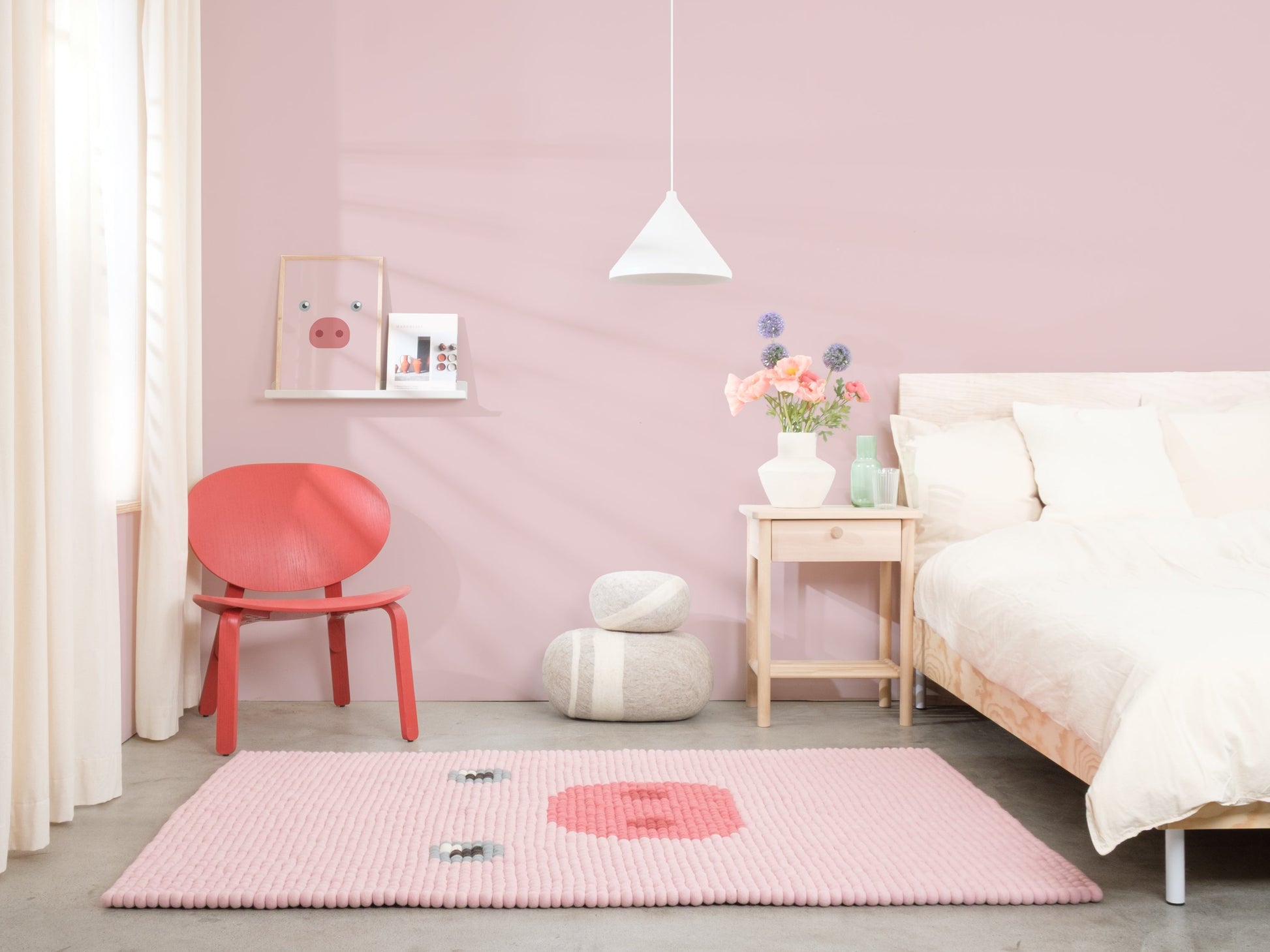myfelt Friedrich Filzkugelteppich Rosa aus Schurwolle – Bild 3