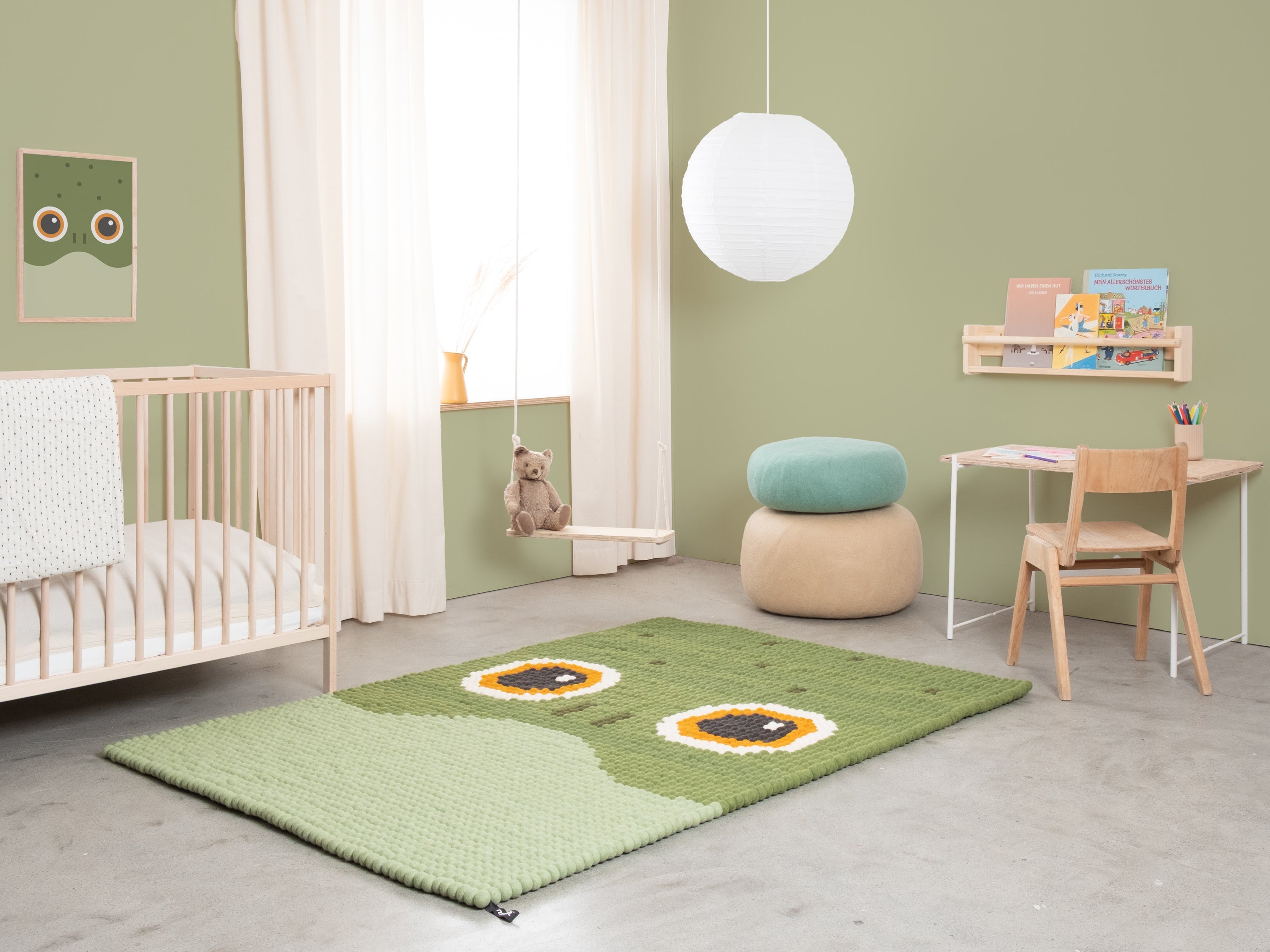 myfelt Käthe Filzkugelteppich Grün aus Schurwolle – Bild 3