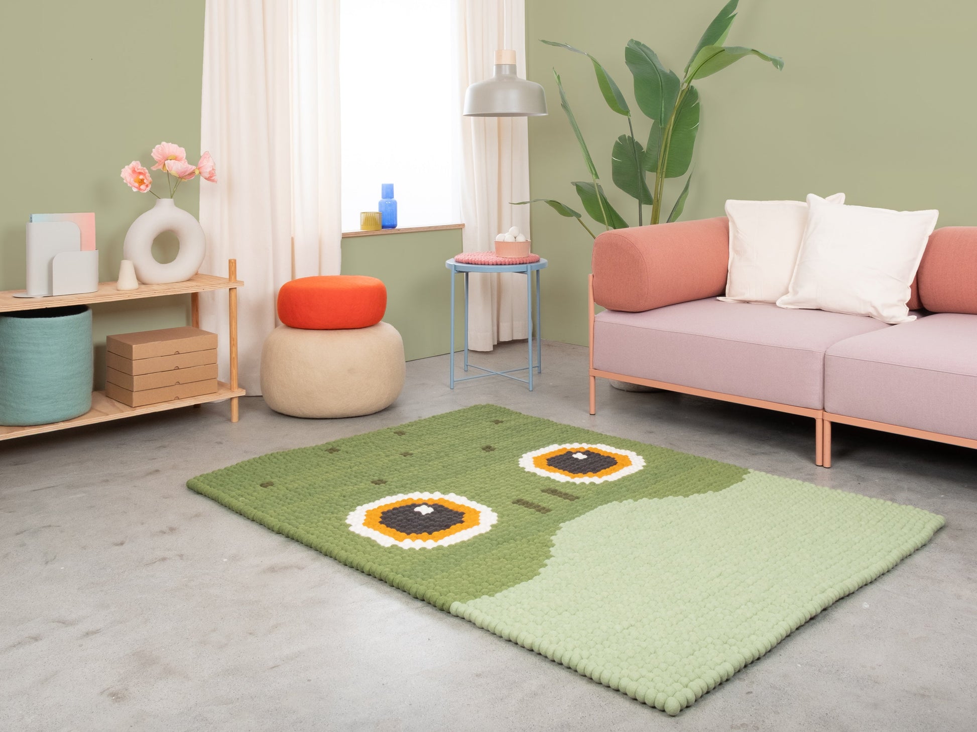 myfelt Käthe Filzkugelteppich Grün aus Schurwolle – Bild 4