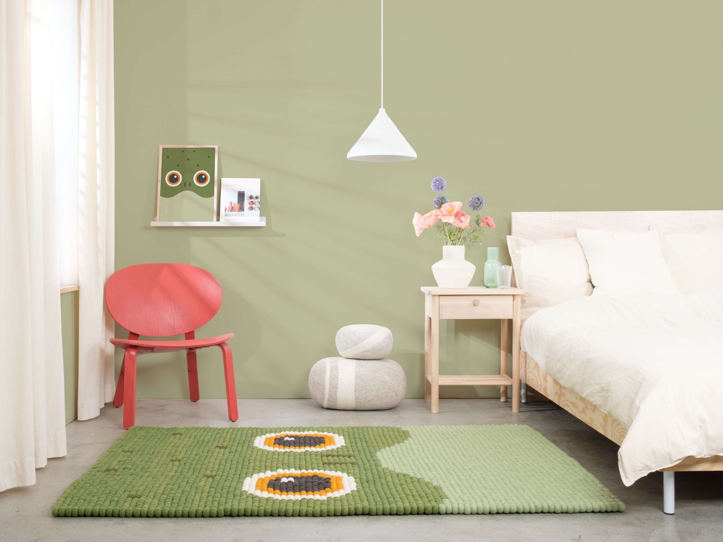 myfelt Käthe Filzkugelteppich Grün aus Schurwolle – Bild 5