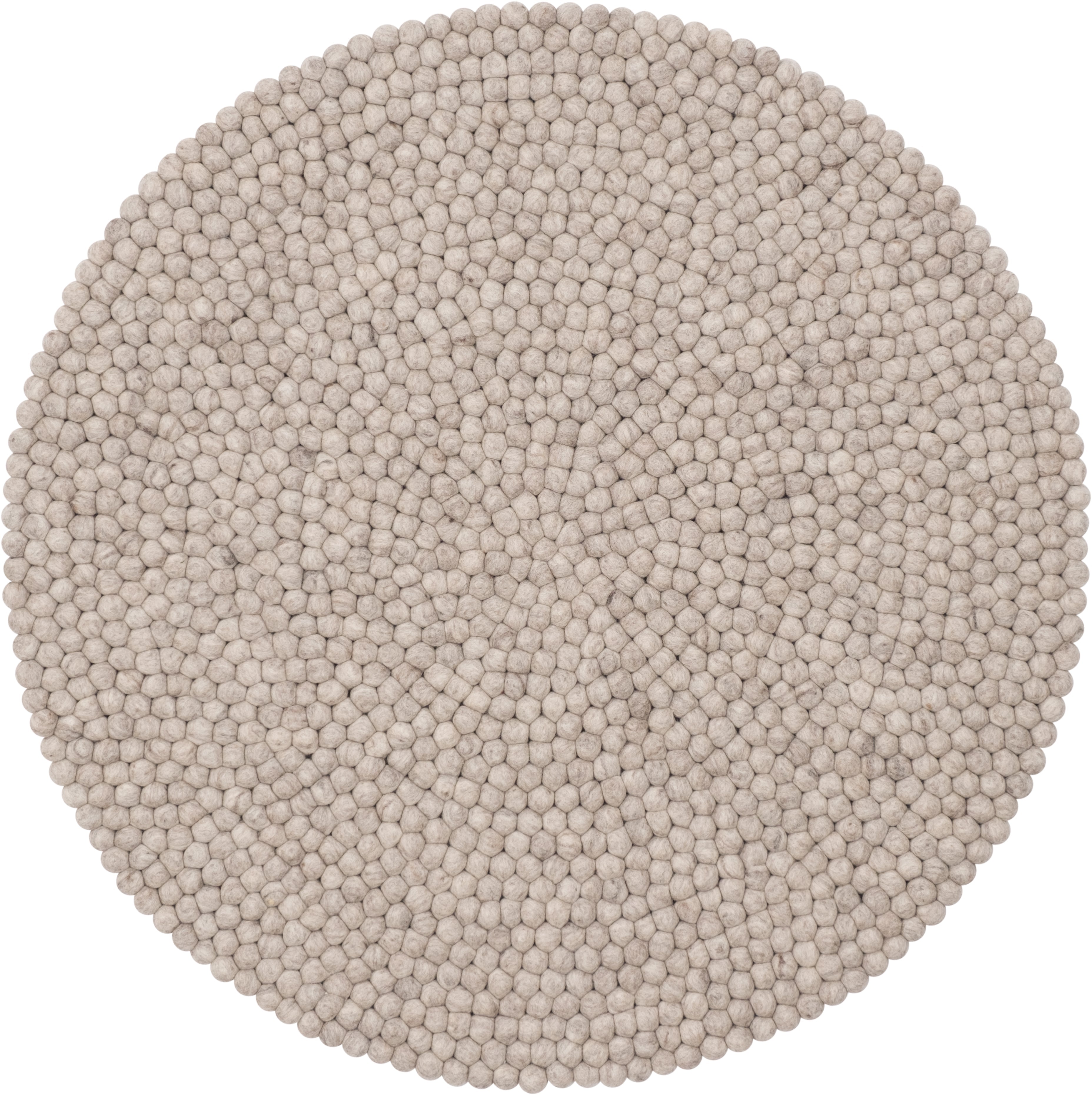 myfelt Béla Filzkugelteppich Grau, Beige aus Schurwolle