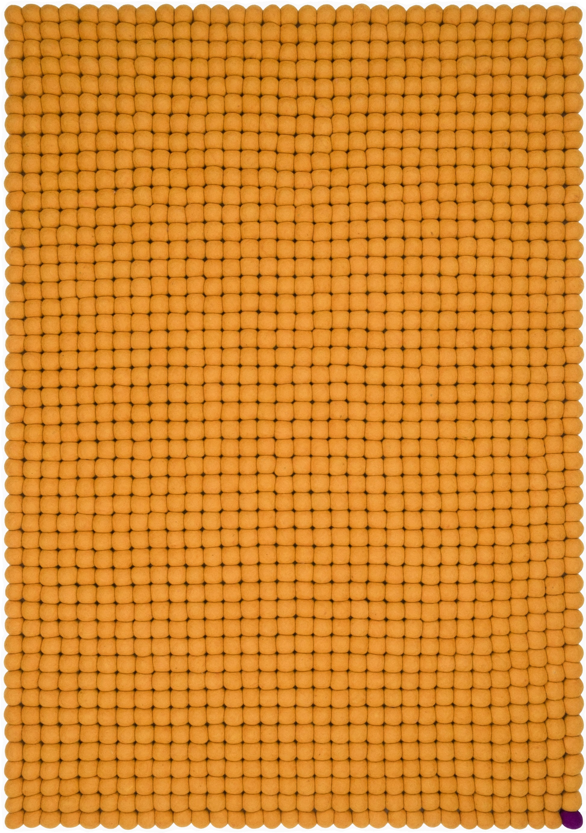 myfelt Big One Filzkugelteppich Gelb aus Schurwolle