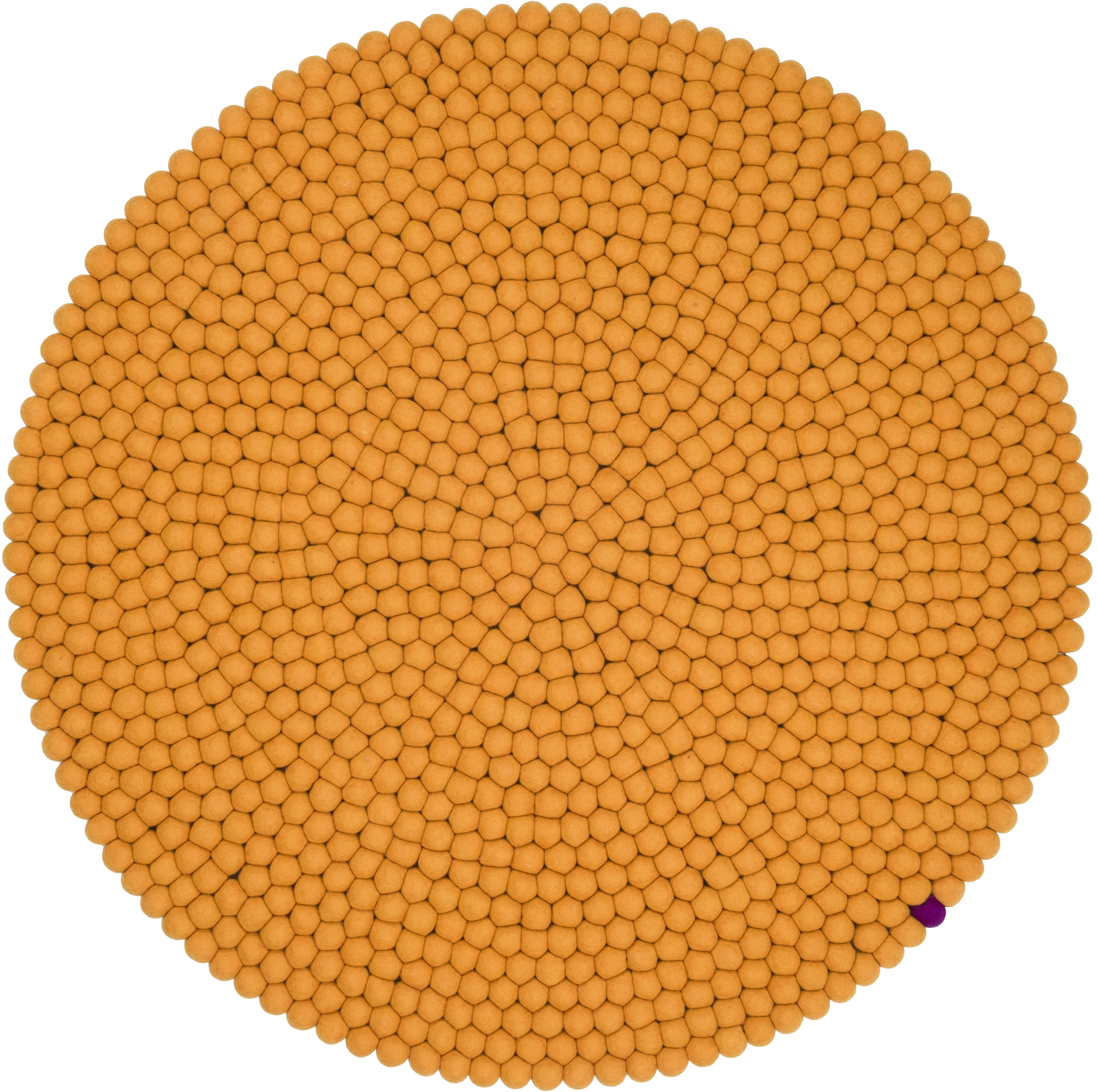 myfelt Big One Filzkugelteppich Gelb aus Schurwolle