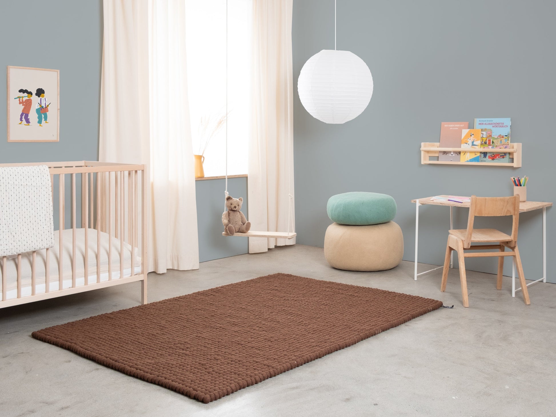 myfelt Egon Filzkugelteppich Braun aus Schurwolle – Bild 6