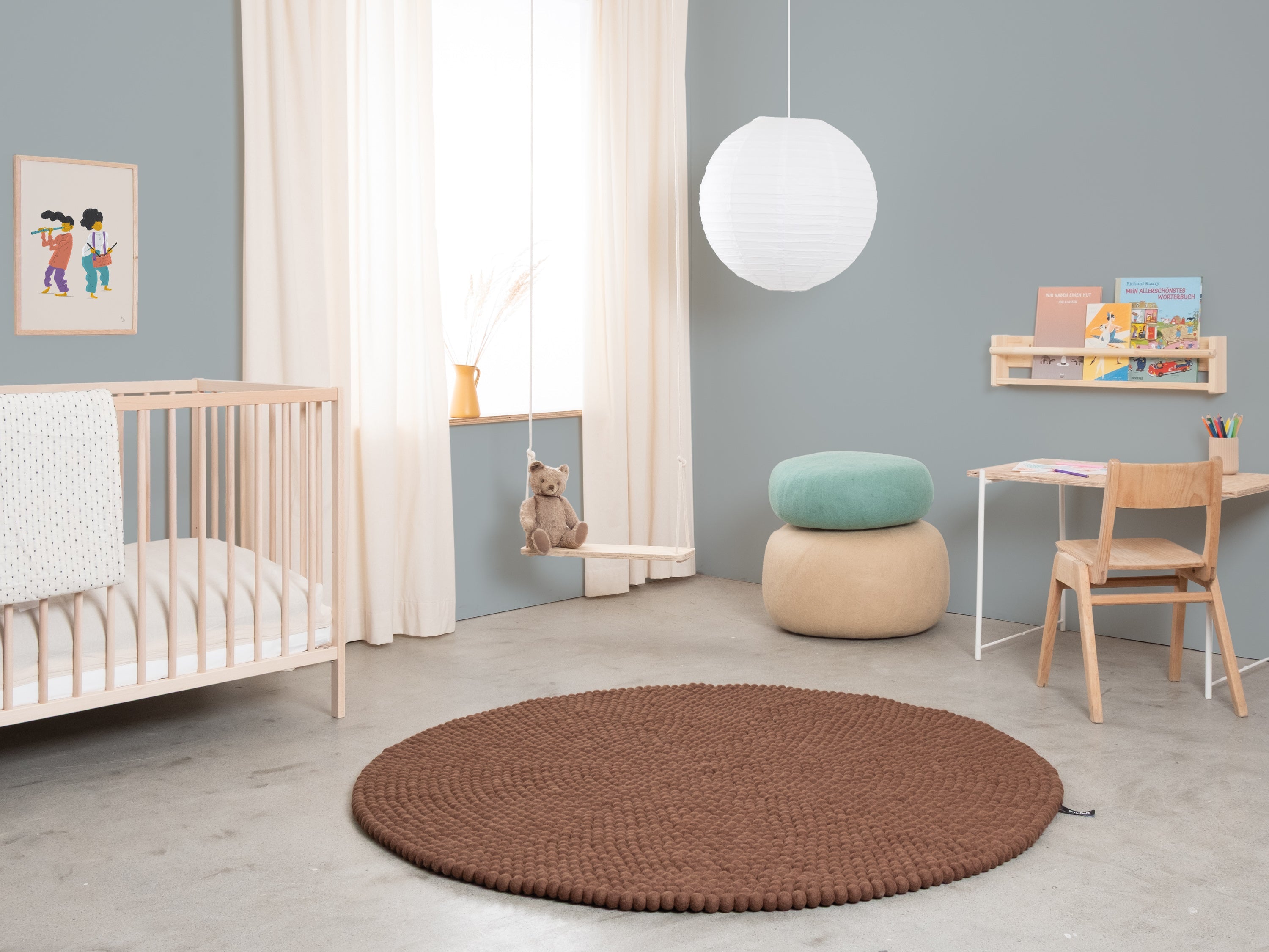 myfelt Egon Filzkugelteppich Braun aus Schurwolle – Bild 2