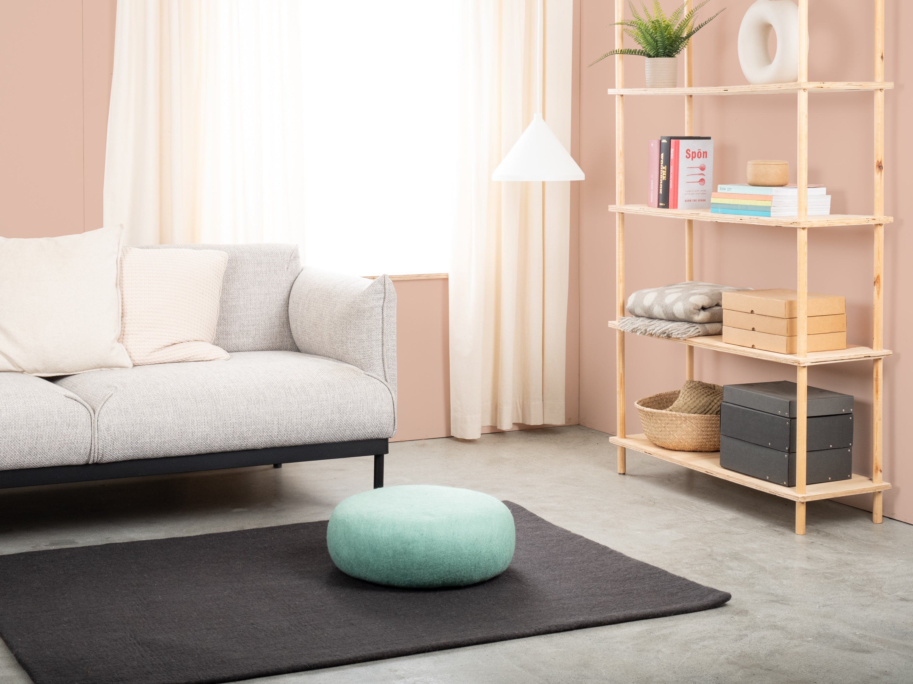 myfelt Fine Sitzkissen Blau, Beige aus Schurwolle – Bild 2