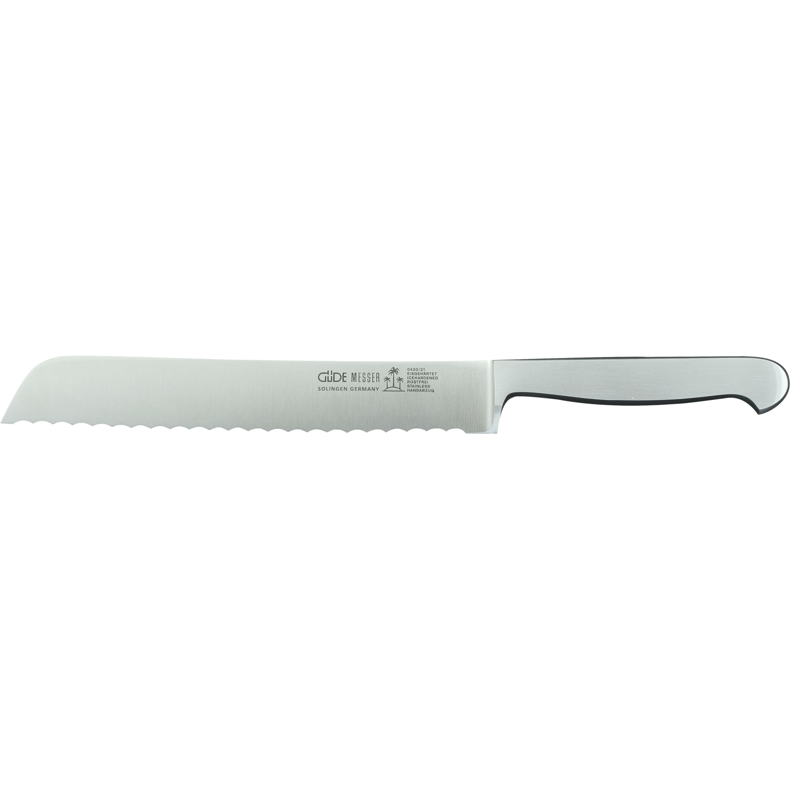 Ein Bild aus dem Taiga Store von taiga.green. Ein Brotmesser mit Wellenschliff, Klinge und Griff aus rostfreiem Stahl, fotografiert auf weißem Hintergrund. Jetzt bestellen im Eco Shop von www.taiga.green. Hier nachhaltig einkaufen mit dem Taiga Eco Rating