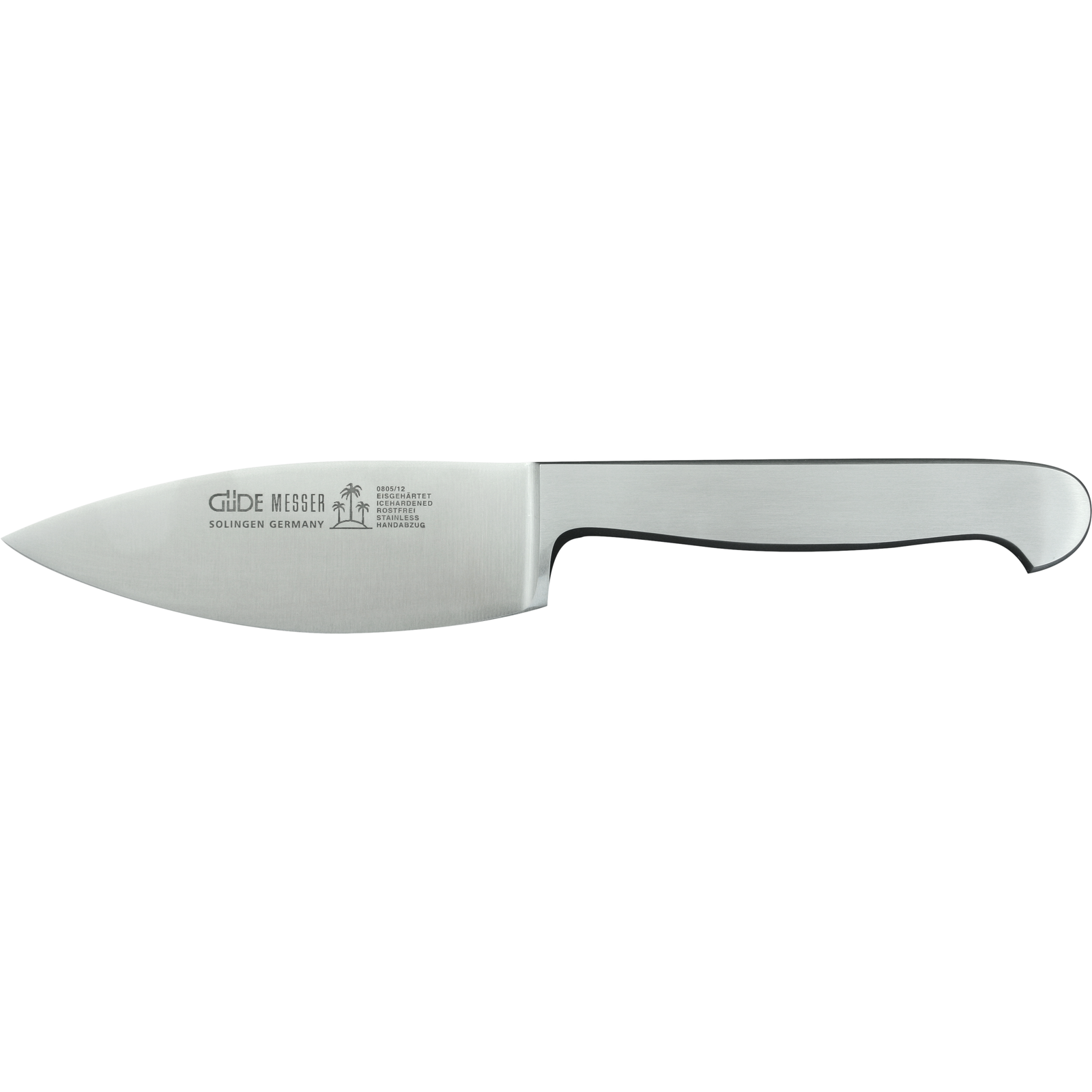 Ein Bild aus dem Taiga Store von taiga.green. Ein Kochmesser aus rostfreiem Stahl mit einer breiten Klinge und einem glatten, ergonomischen Griff, abgebildet auf einem schlichten weißen Hintergrund. Jetzt bestellen im Eco Shop von www.taiga.green. Hier nachhaltig einkaufen mit dem Taiga Eco Rating