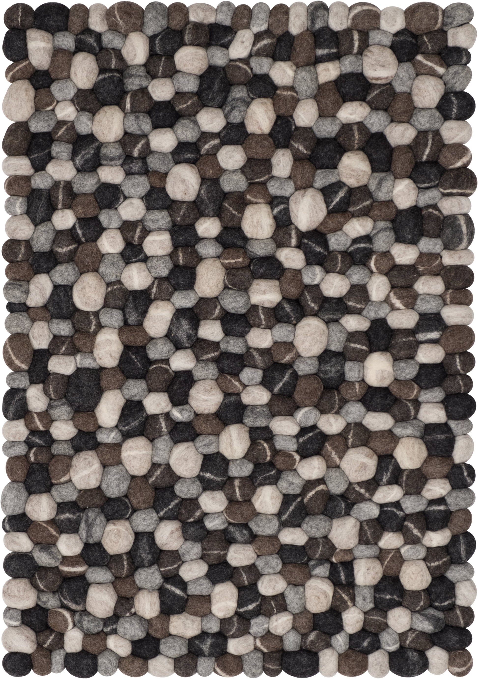 myfelt Hardy Filzkugelteppich Grau, Beige aus Schurwolle