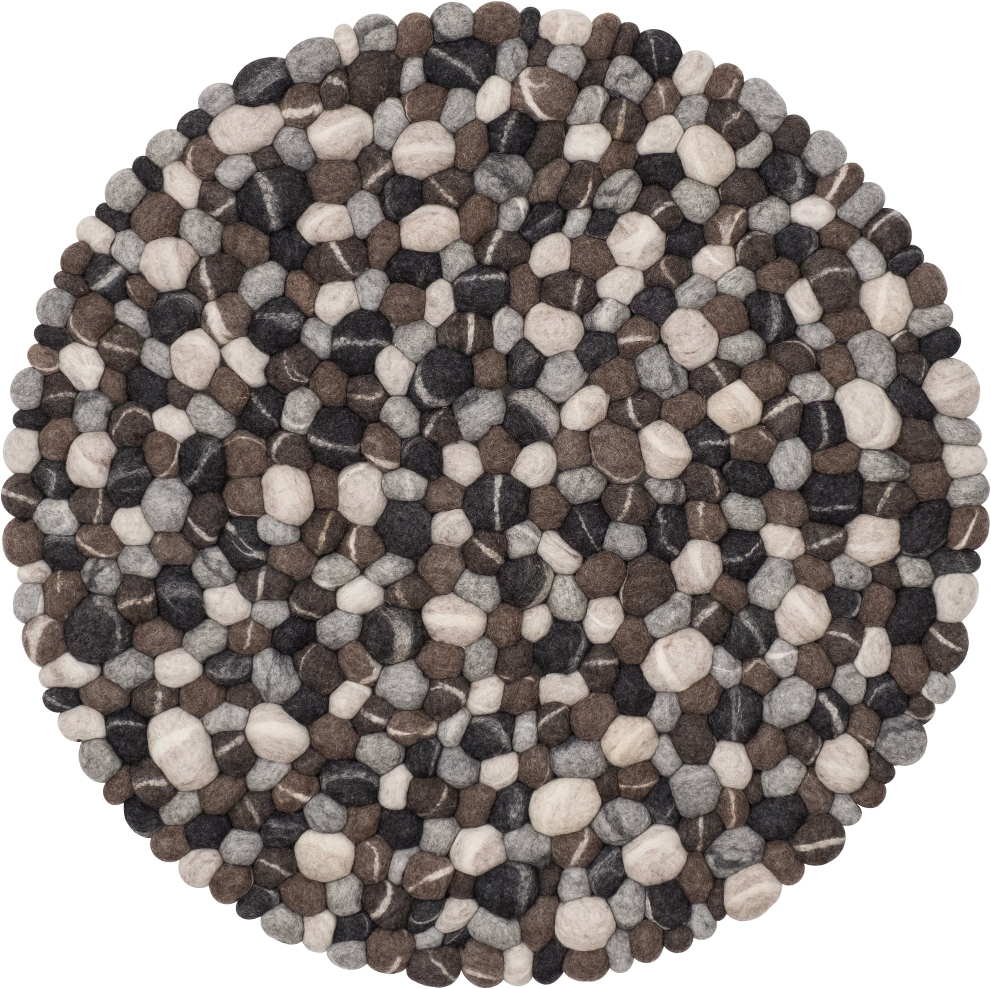myfelt Hardy Filzkugelteppich Beige aus Schurwolle