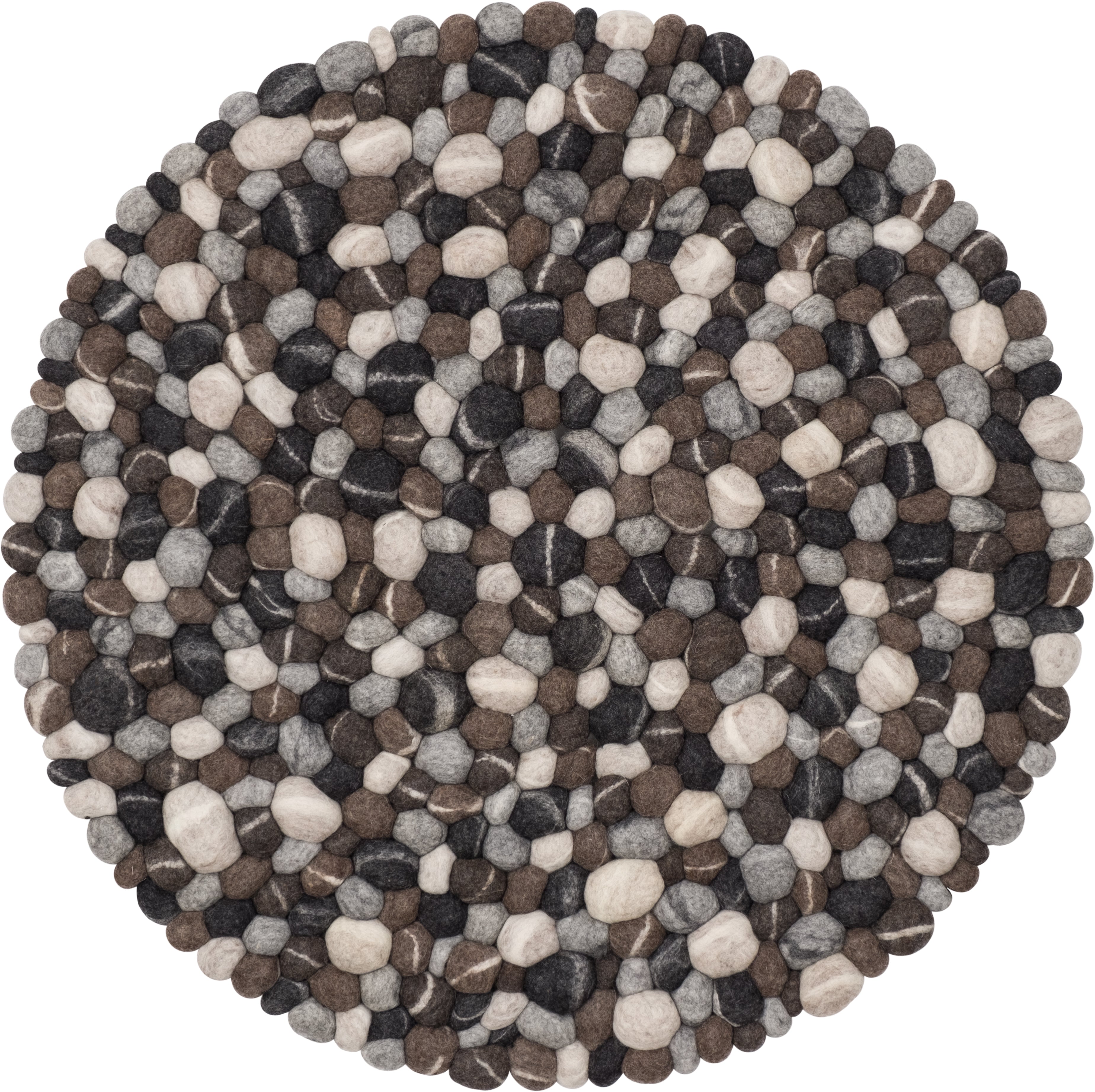 myfelt Hardy Filzkugelteppich Beige aus Schurwolle