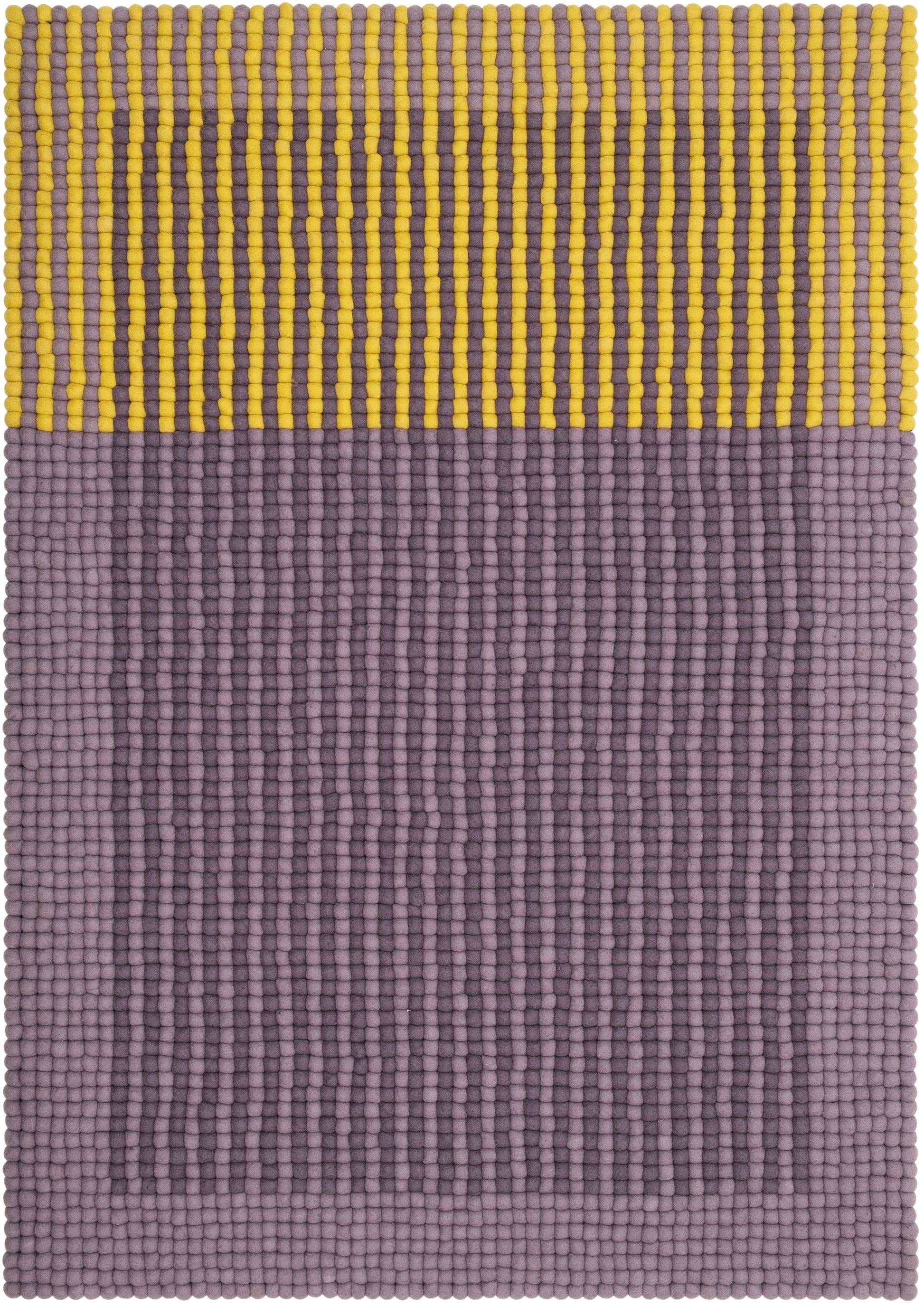 myfelt Provence Filzkugelteppich Blau, Beige aus Schurwolle