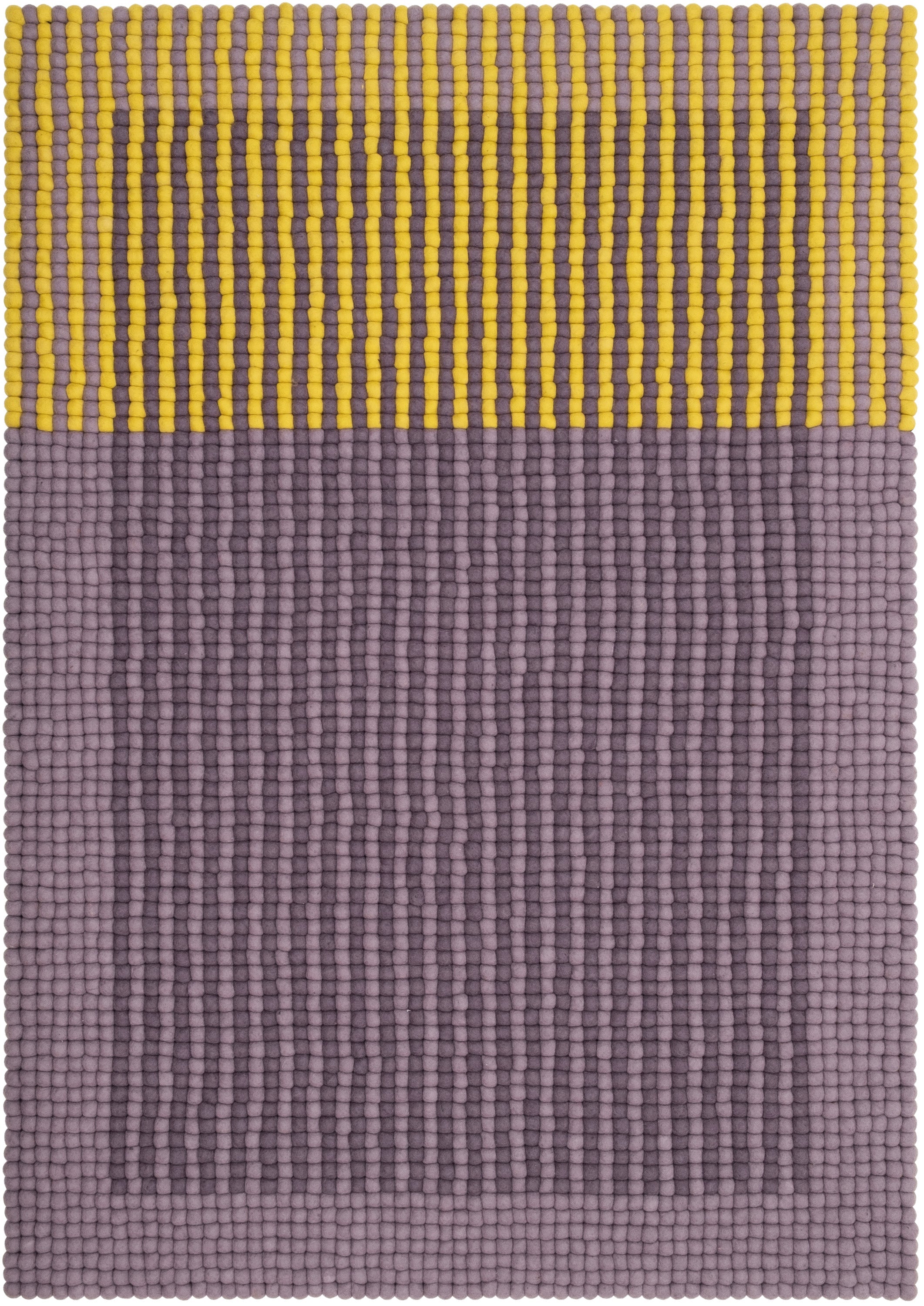 myfelt Provence Filzkugelteppich Blau, Beige aus Schurwolle
