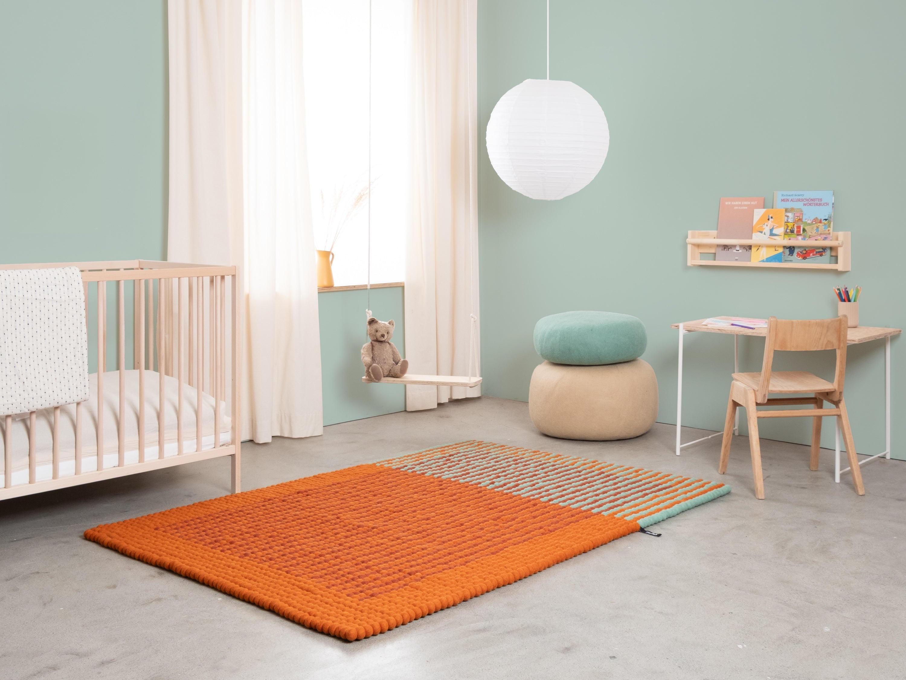 myfelt Sahara Filzkugelteppich Beige, Braun aus Schurwolle – Bild 3