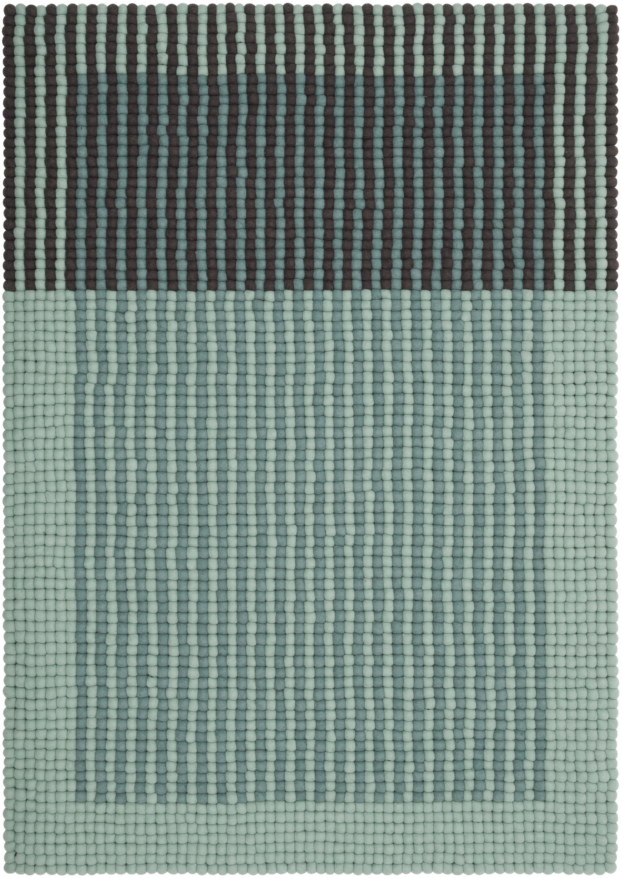 myfelt Yukon Filzkugelteppich Grau, Blau, Grün aus Schurwolle