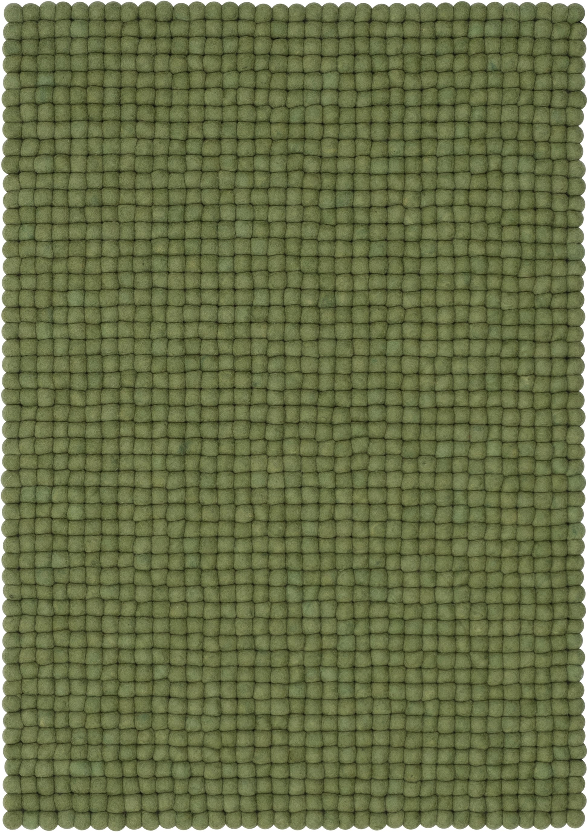 myfelt Kaspar Filzkugelteppich Grün, Beige aus Schurwolle