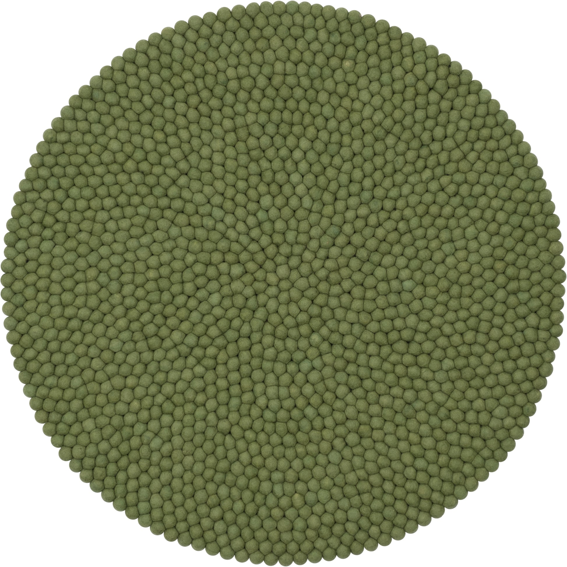 myfelt Kaspar Filzkugelteppich Grün, Beige aus Schurwolle