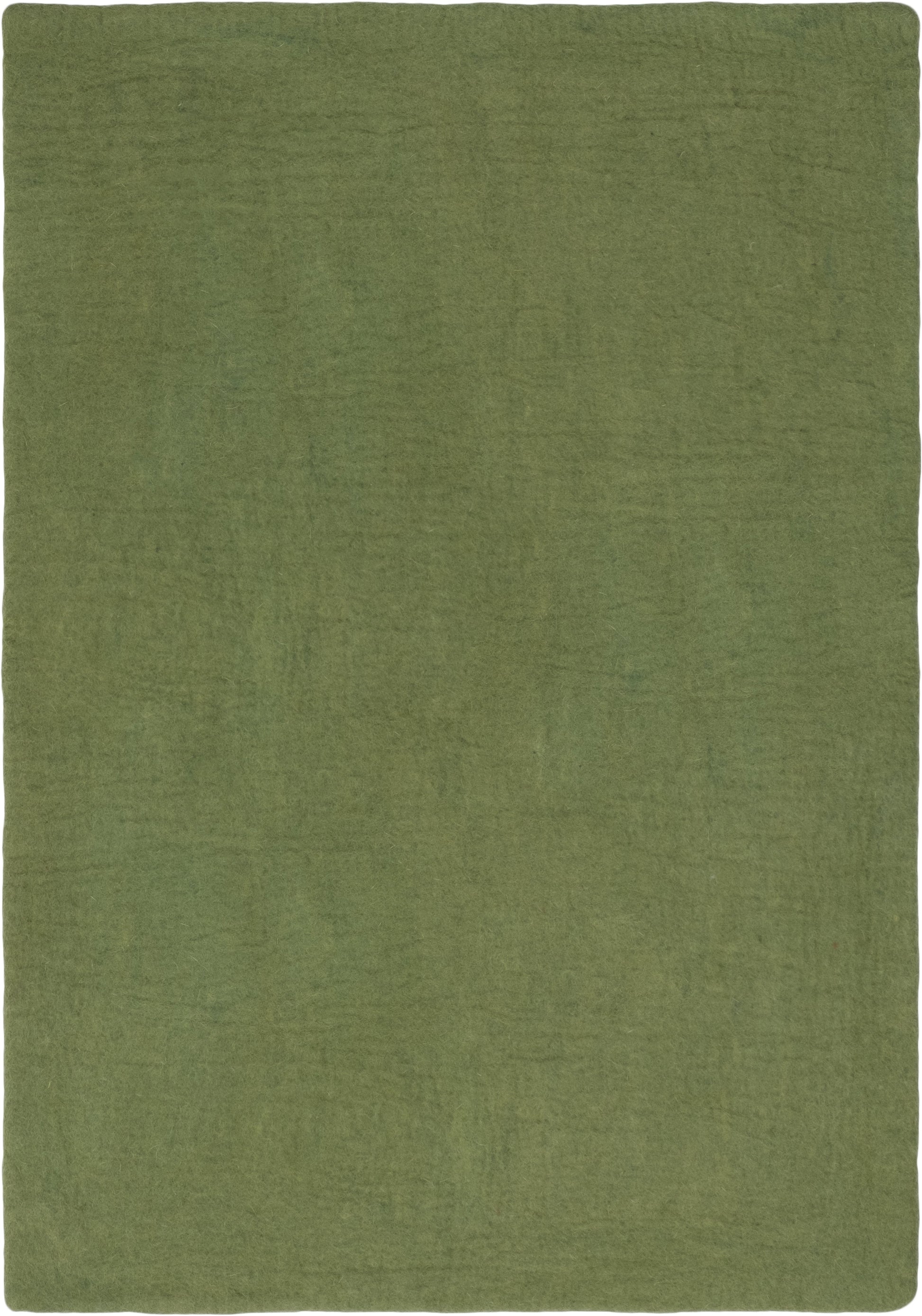 myfelt Kaspar Filzkugelteppich Grün, Beige aus Schurwolle