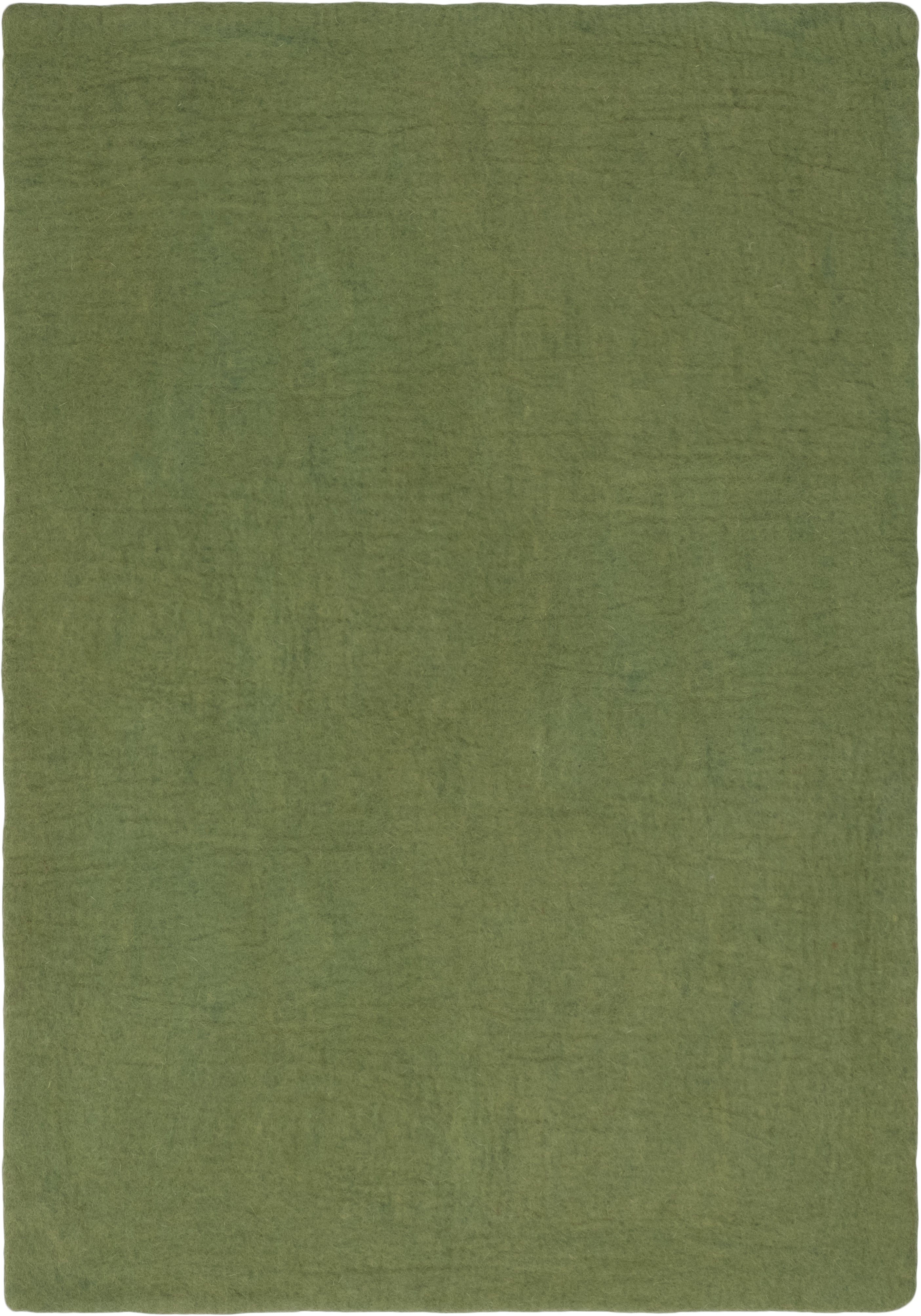 myfelt Kaspar Filzkugelteppich Grün, Beige aus Schurwolle