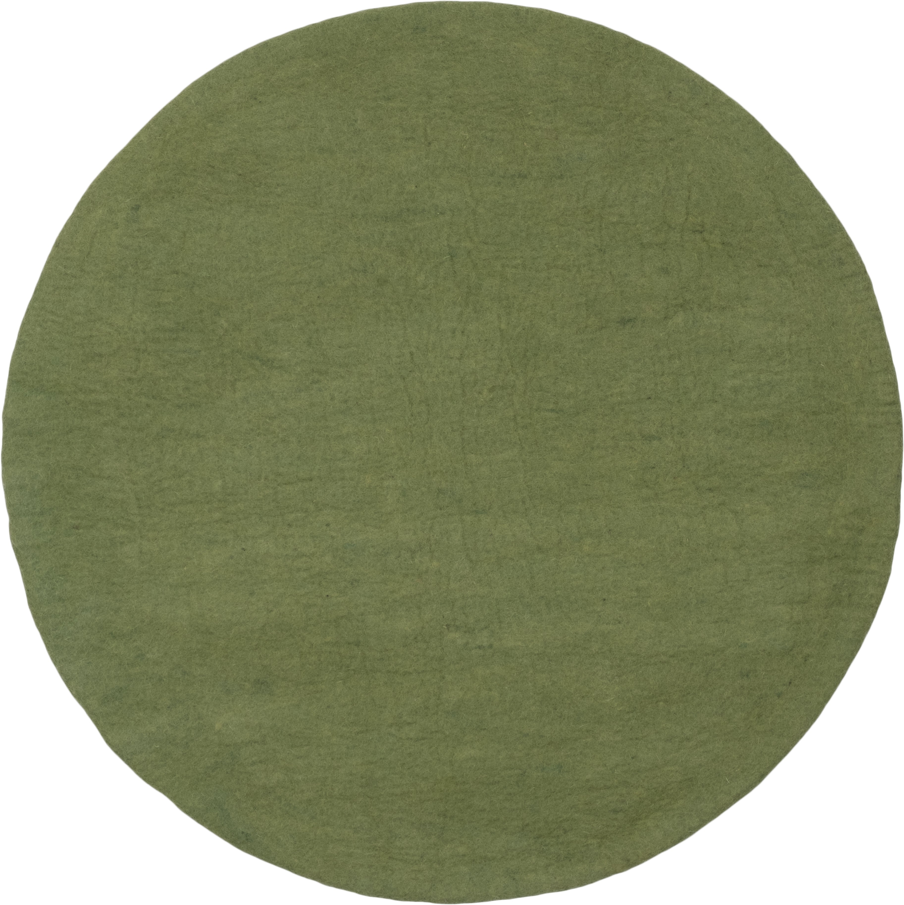 myfelt Kaspar Filzkugelteppich Grün, Beige aus Schurwolle