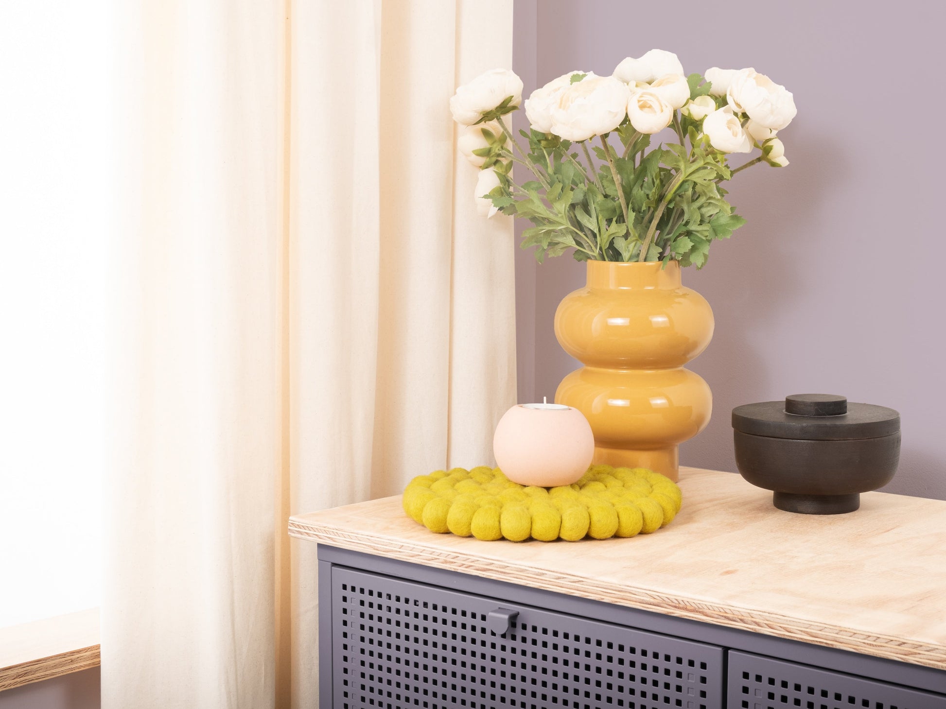myfelt Kata Untersetzer Grün, Gelb aus Schurwolle – Bild 4