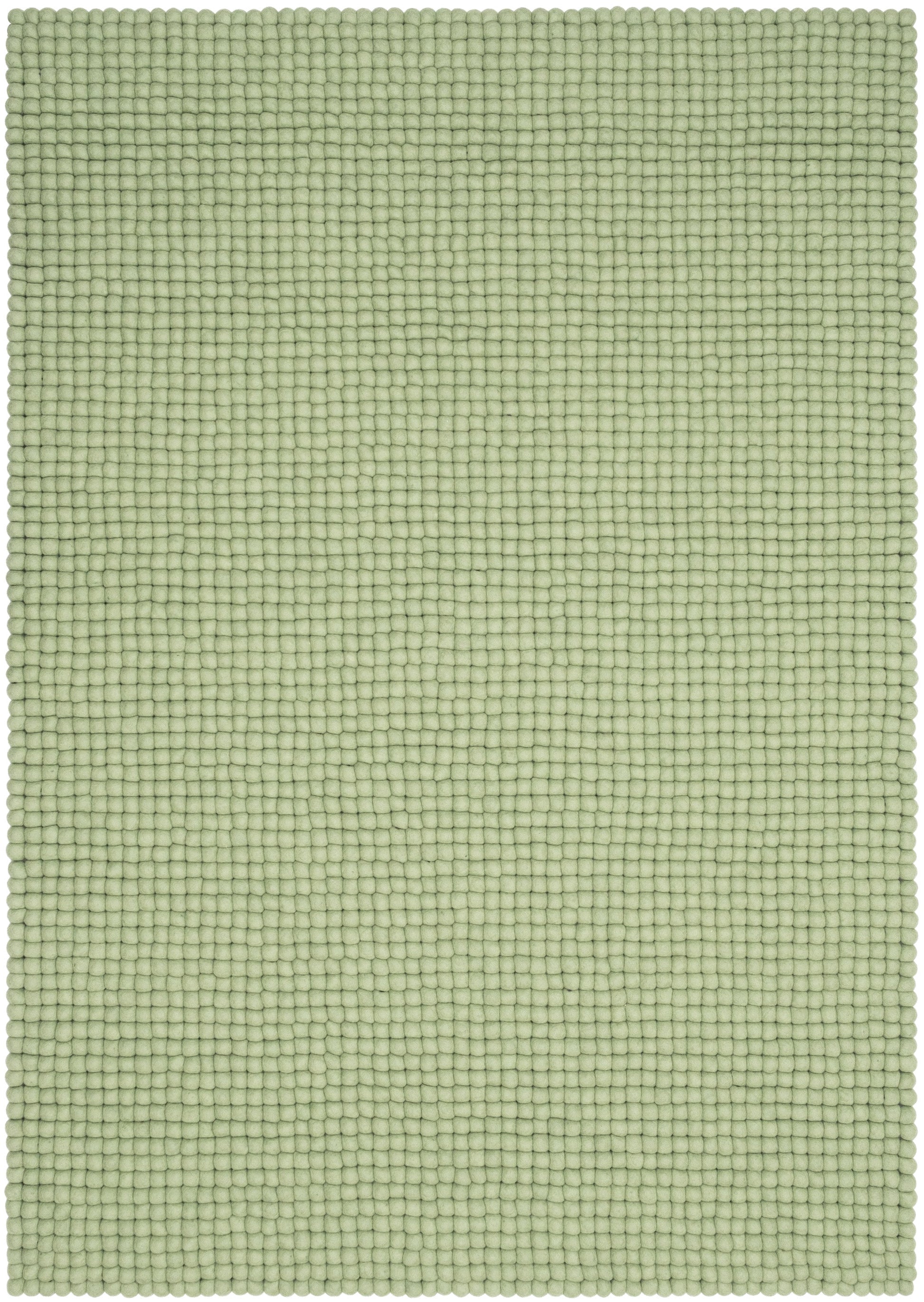 myfelt Lasse Filzkugelteppich Grün, Beige, Weiß aus Schurwolle