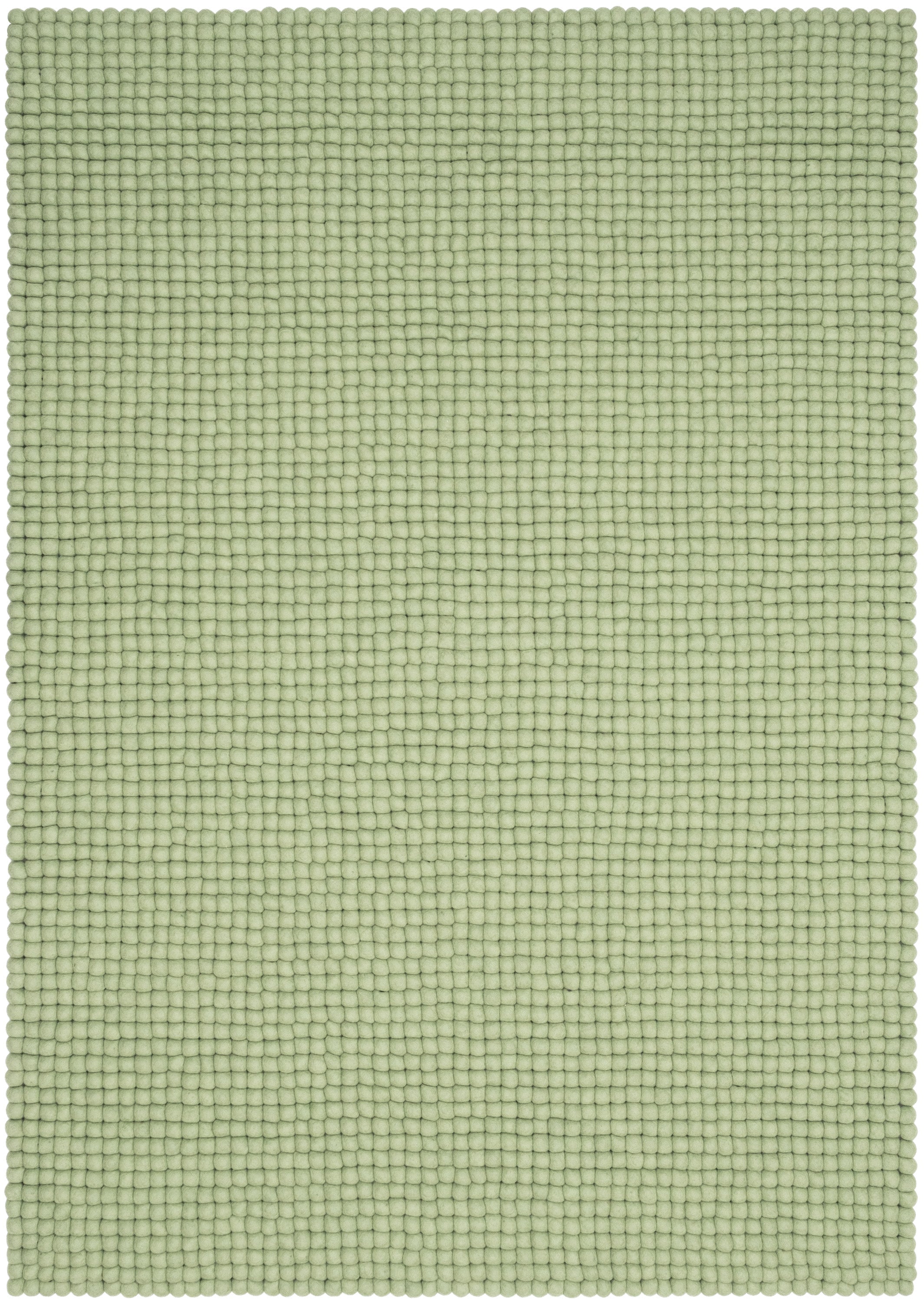 myfelt Lasse Filzkugelteppich Grün, Beige, Weiß aus Schurwolle