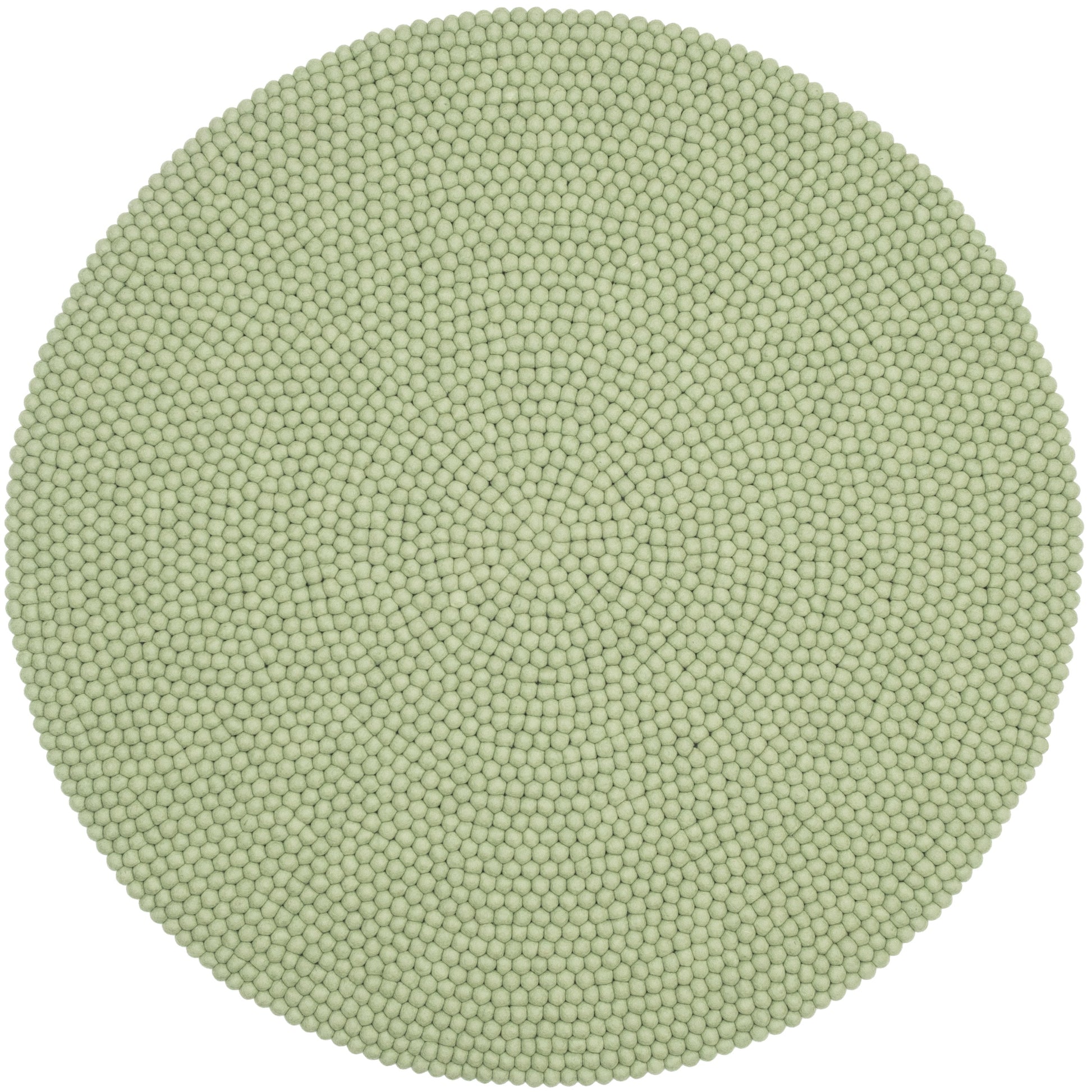 myfelt Lasse Filzkugelteppich Grün, Beige, Weiß aus Schurwolle