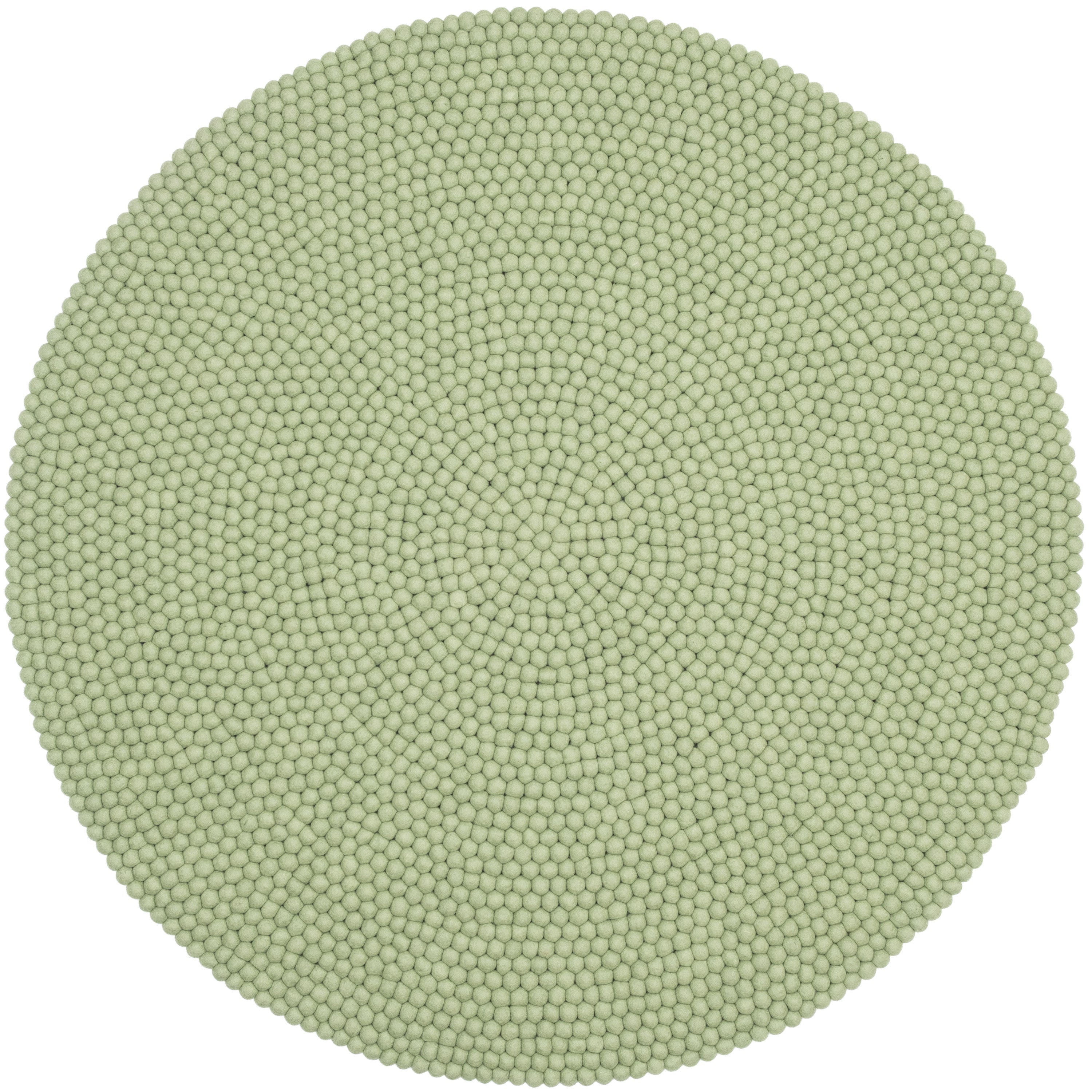 myfelt Lasse Filzkugelteppich Grün, Beige, Weiß aus Schurwolle