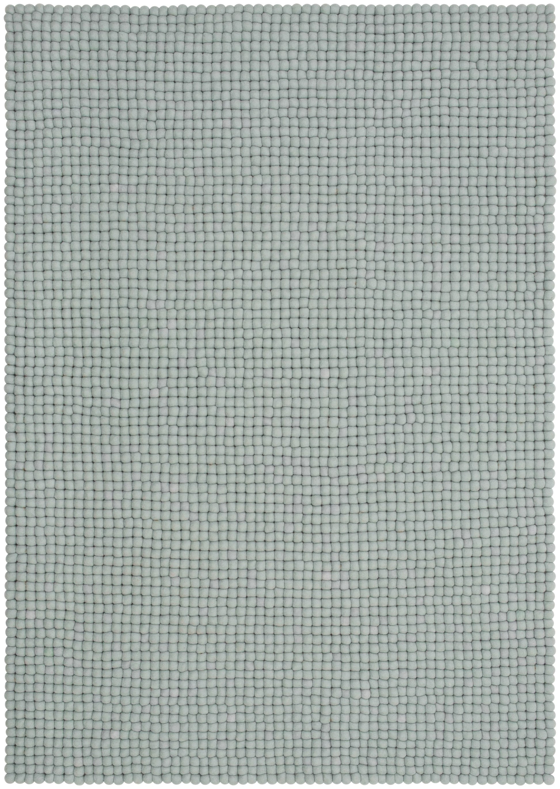 myfelt Liv Filzkugelteppich Blau, Beige, Weiß aus Schurwolle