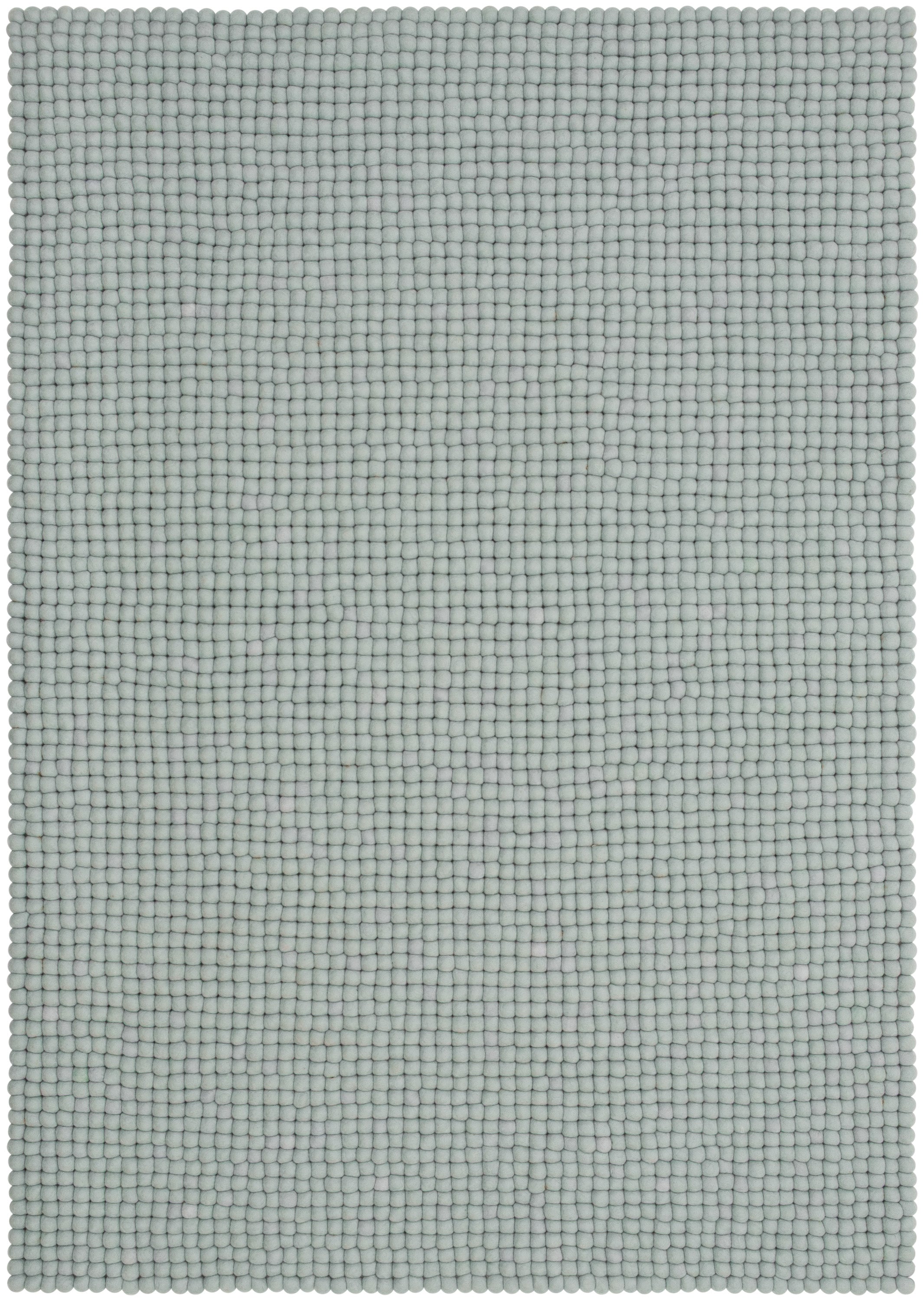 myfelt Liv Filzkugelteppich Blau, Beige, Weiß aus Schurwolle
