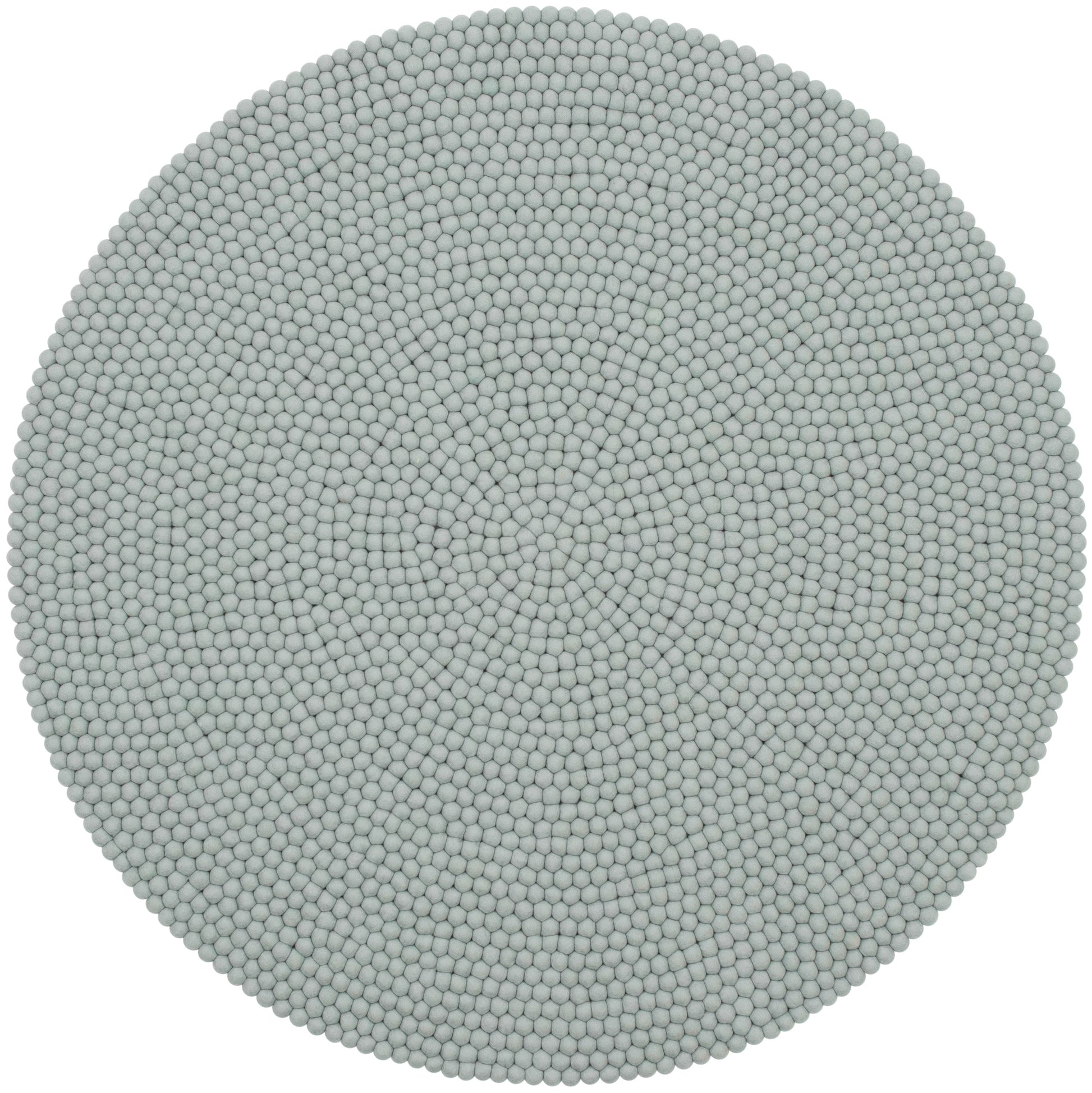 myfelt Liv Filzkugelteppich Blau, Beige, Weiß aus Schurwolle