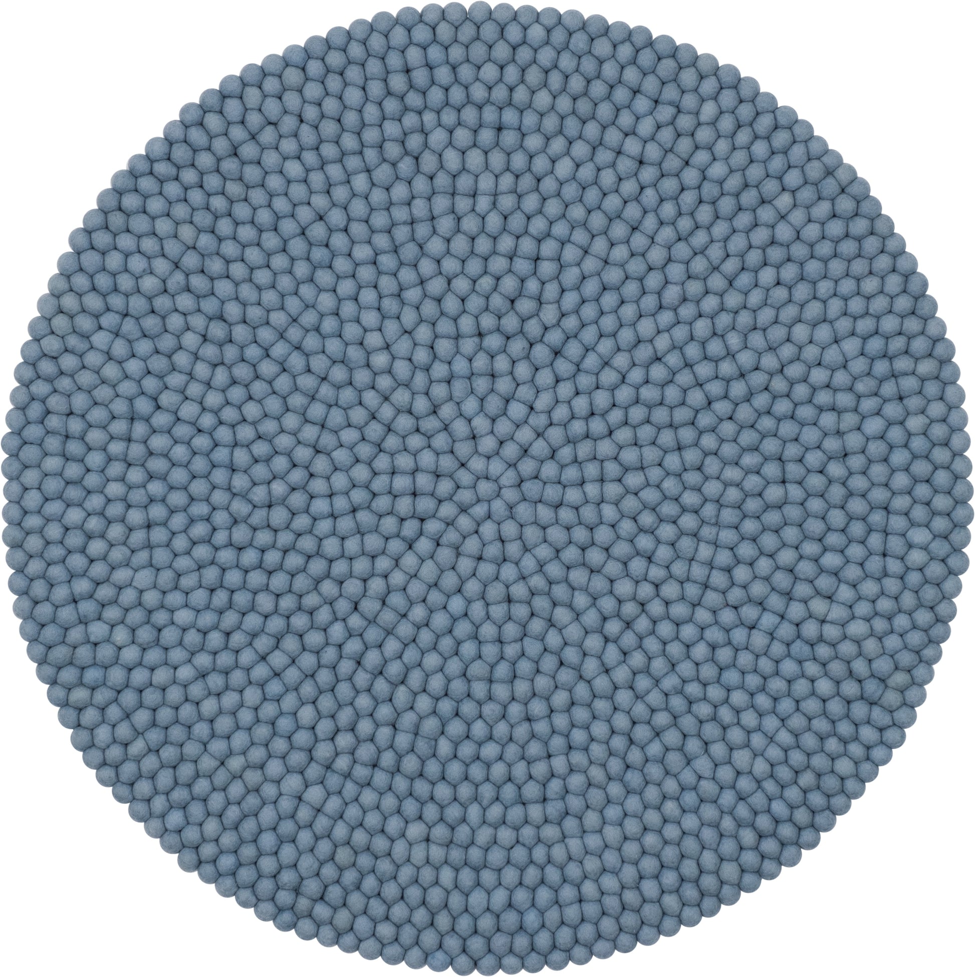 myfelt Mia Filzkugelteppich Blau aus Schurwolle