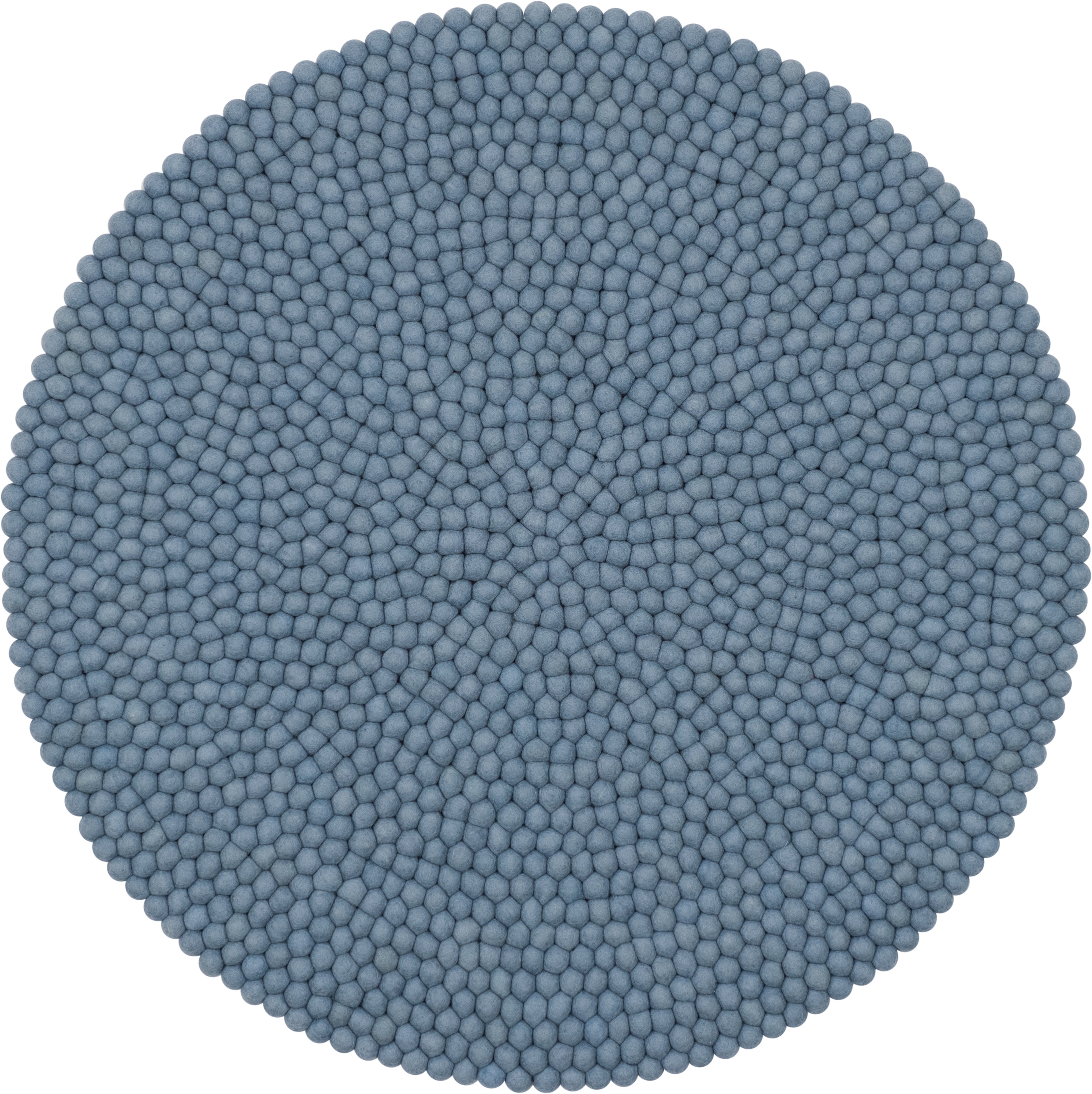 myfelt Mia Filzkugelteppich Blau aus Schurwolle
