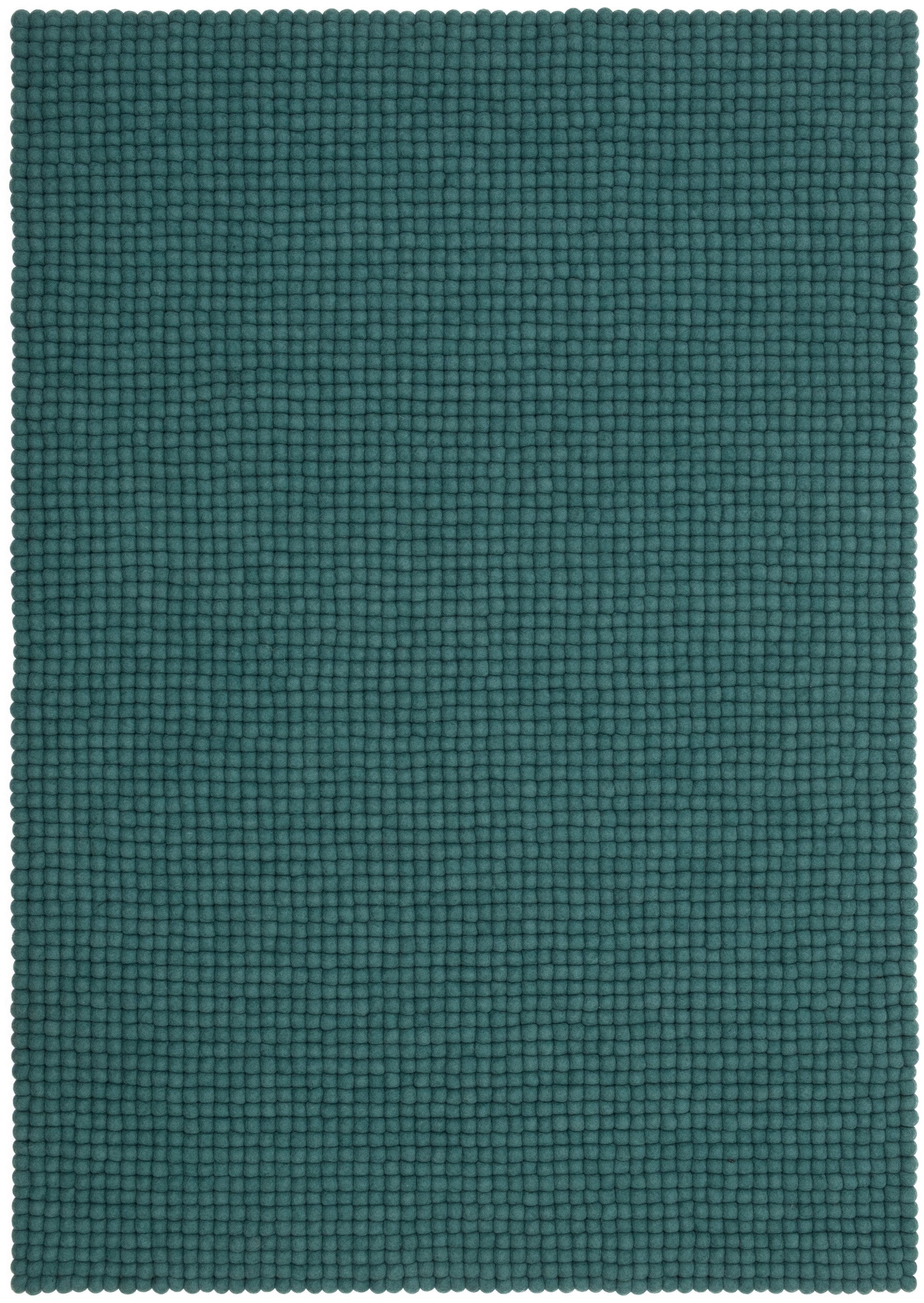 myfelt Noah Filzkugelteppich Blau, Rot aus Schurwolle