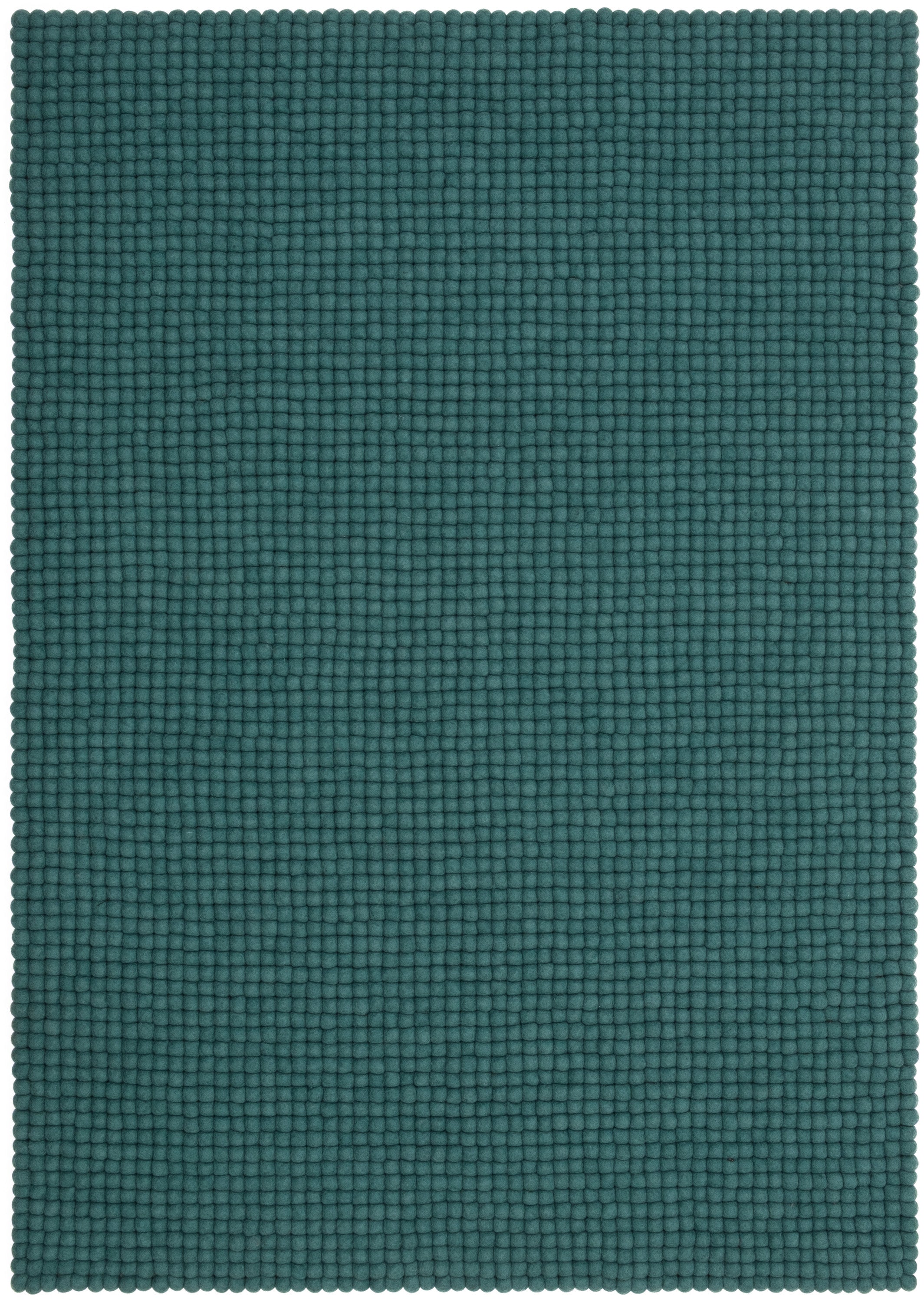 myfelt Noah Filzkugelteppich Blau, Rot aus Schurwolle