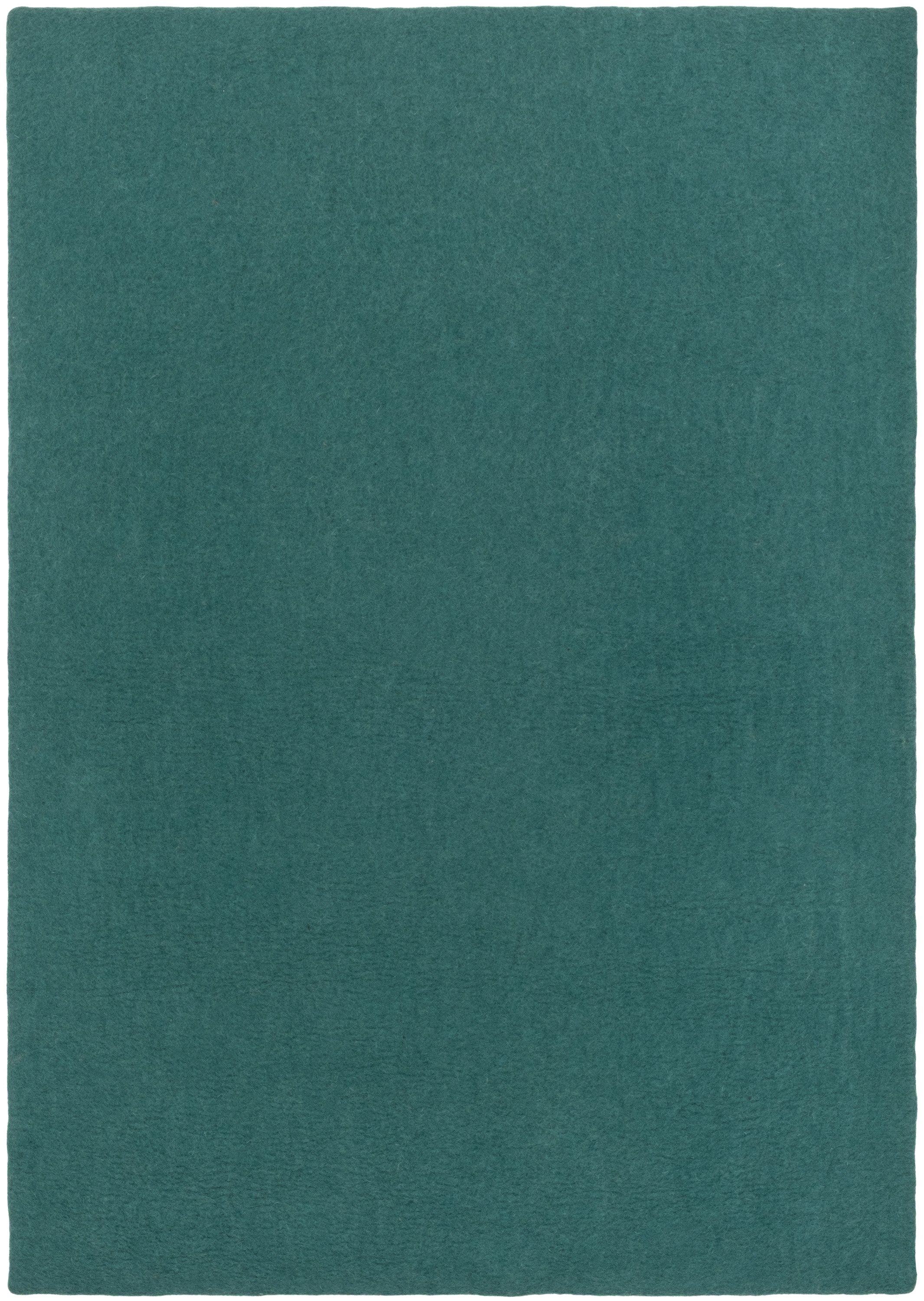 myfelt Noah Filzkugelteppich Blau, Rot aus Schurwolle
