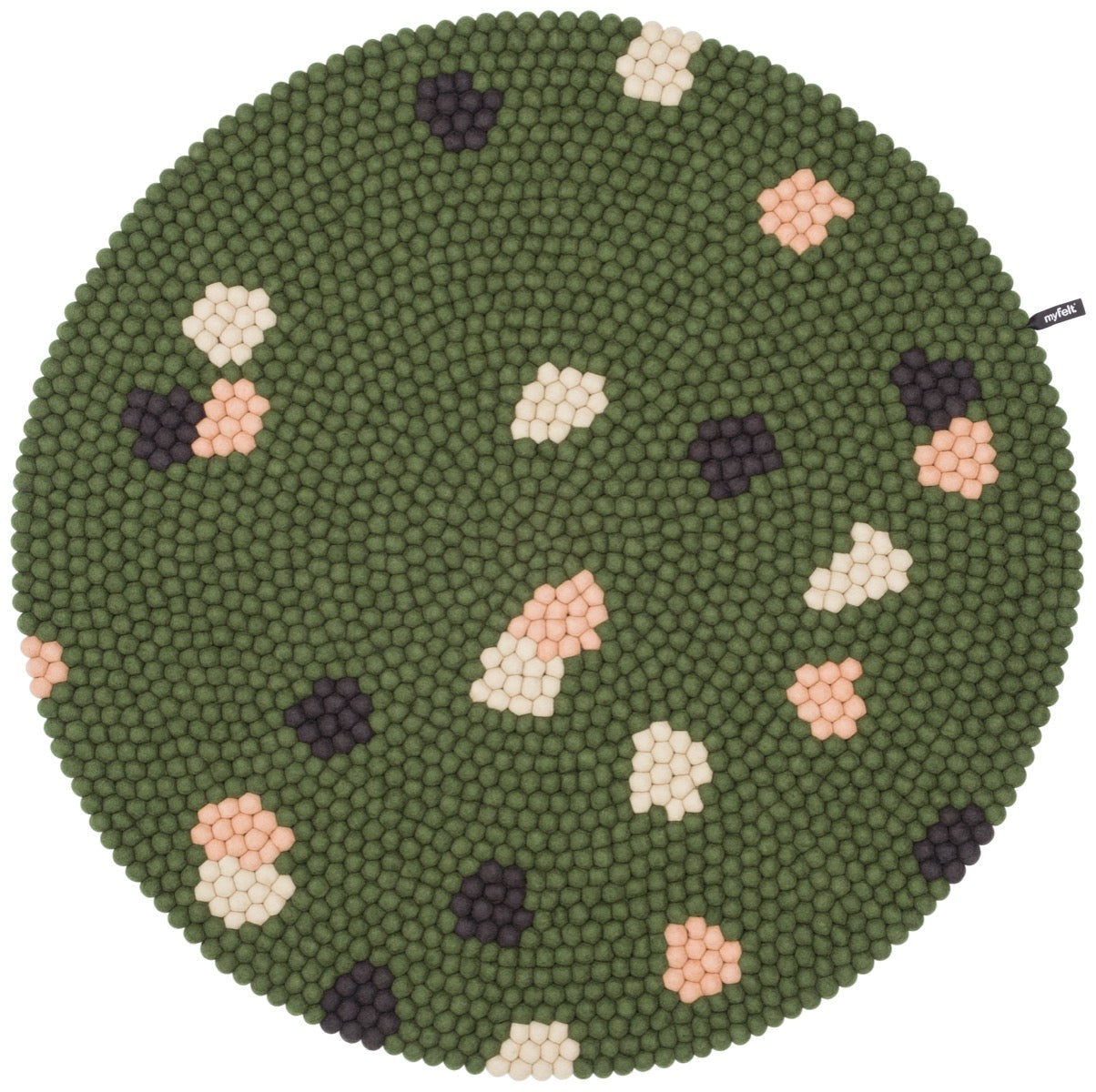 myfelt Terra Moss Filzkugelteppich Grün, Braun aus Schurwolle