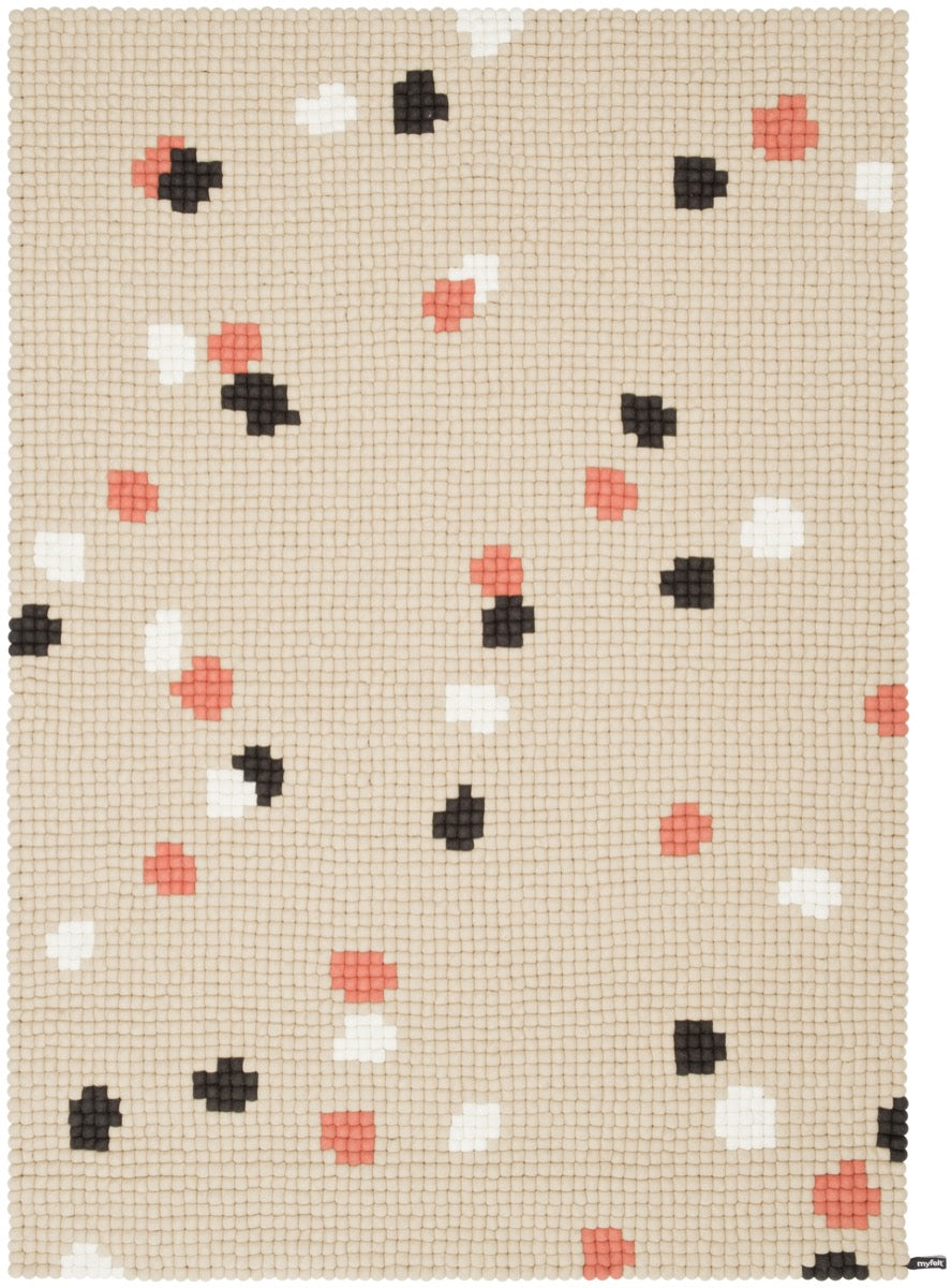 myfelt Terra Sand Filzkugelteppich Beige, Braun aus Schurwolle
