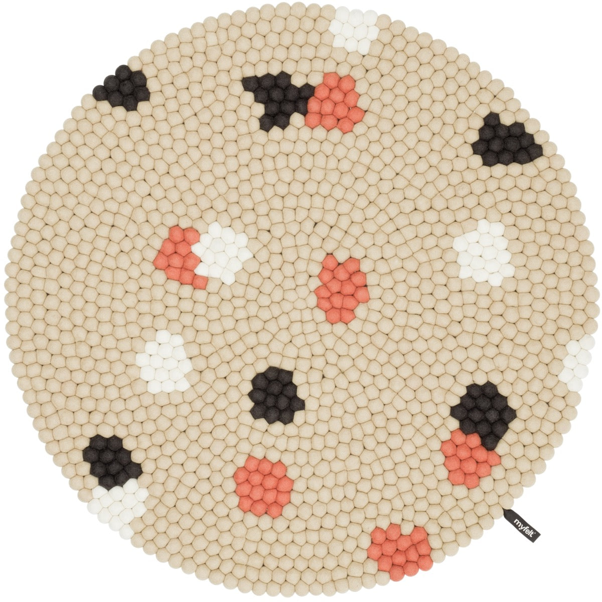 myfelt Terra Sand Filzkugelteppich Beige, Braun aus Schurwolle