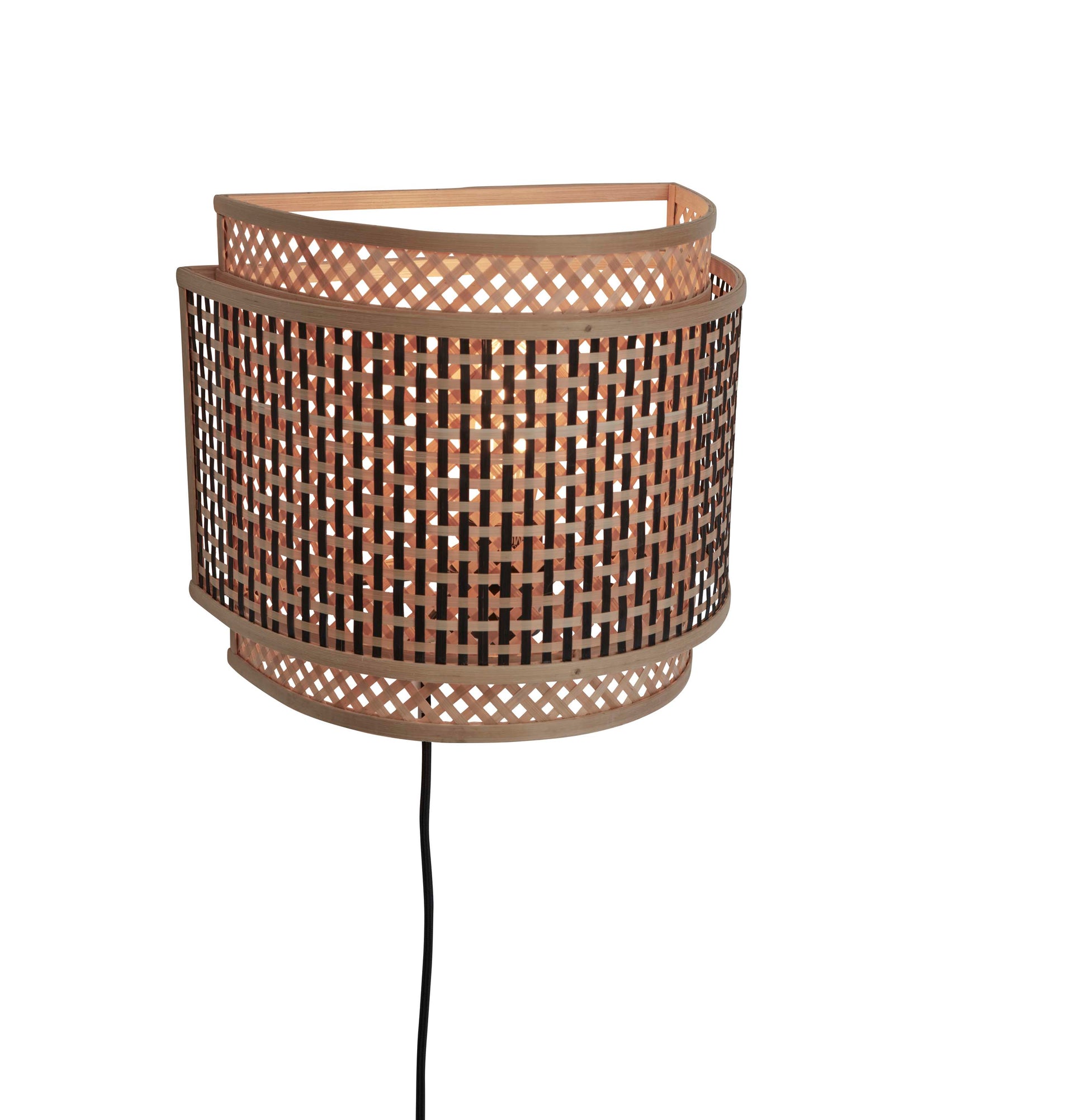 Wandleuchte Bhutan, schwarz/natur