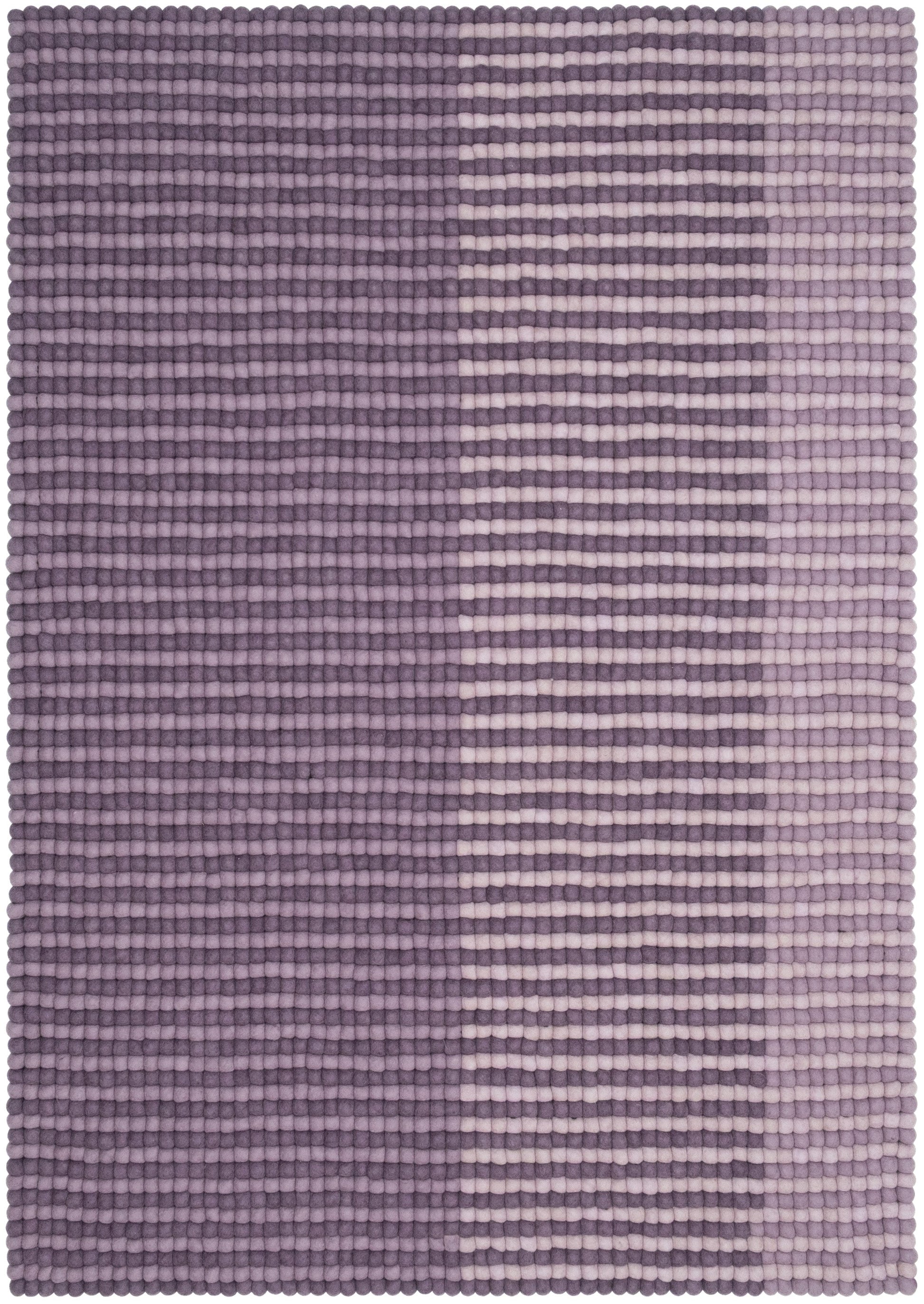 myfelt Fade Filzkugelteppich Lila aus Schurwolle