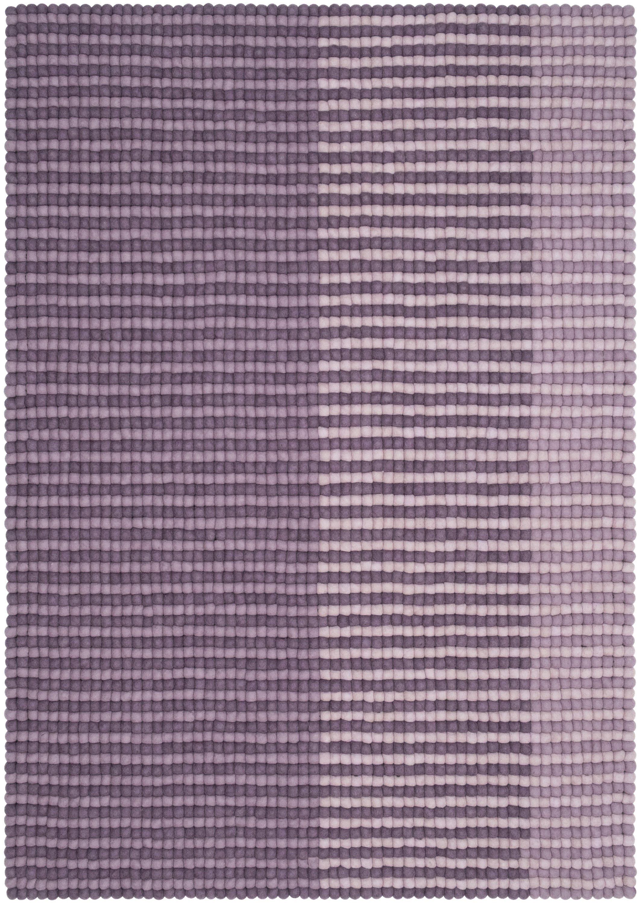 myfelt Fade Filzkugelteppich Lila aus Schurwolle