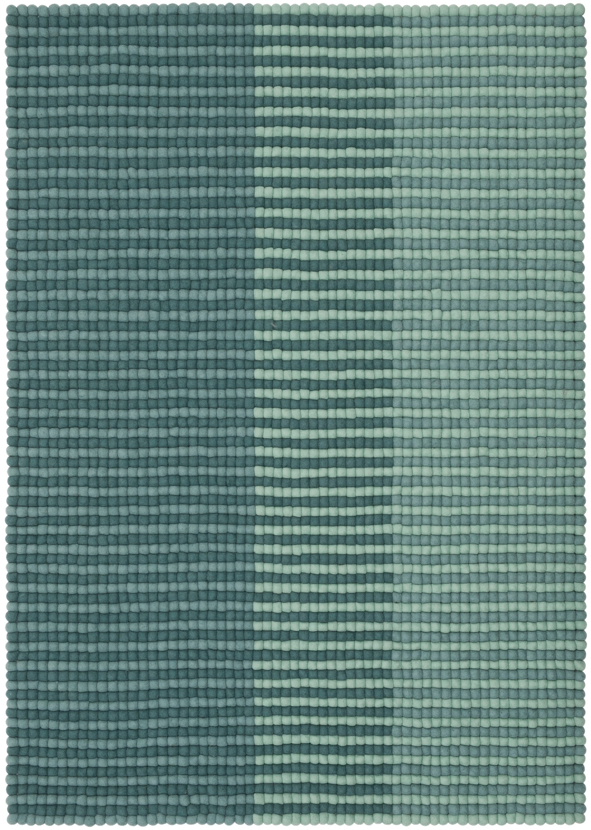 myfelt Sage Filzkugelteppich Grün, Beige aus Schurwolle