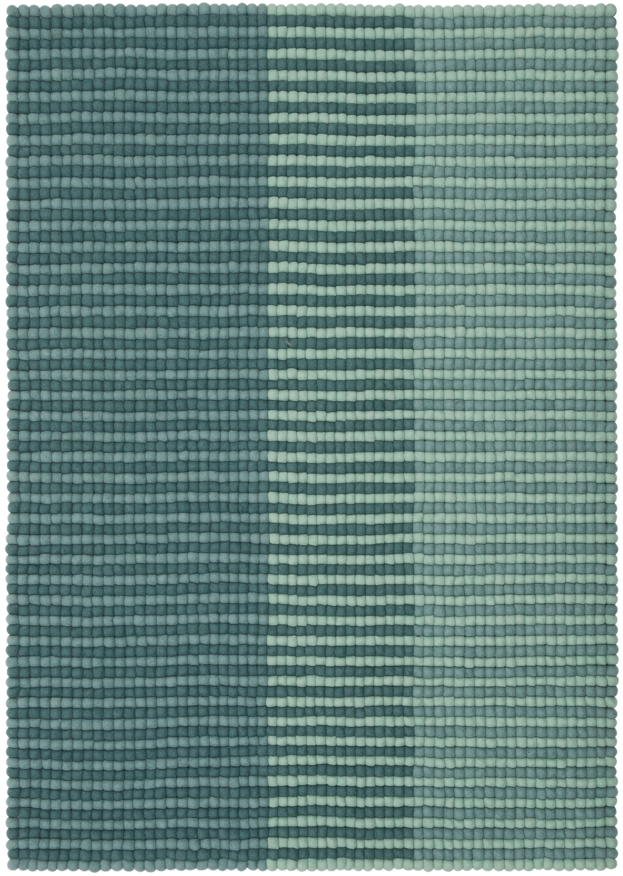 myfelt Sage Filzkugelteppich Grün, Beige aus Schurwolle
