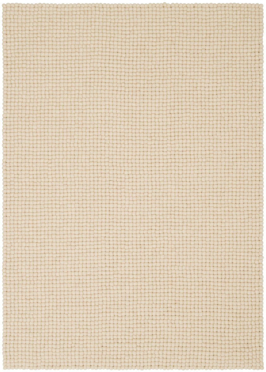 myfelt Levi Filzkugelteppich Beige aus Schurwolle